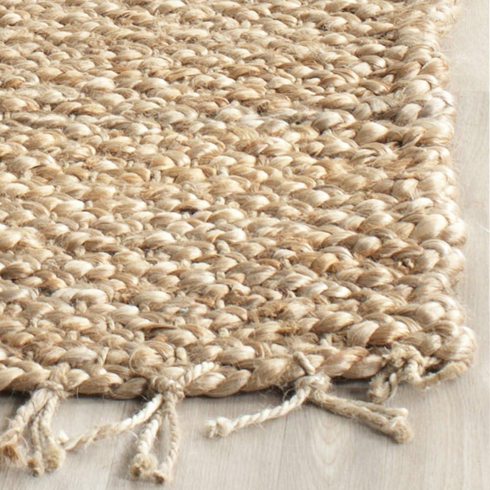 SAFAVIEH Natural Fiber Tangier Solid Braided Fringe Jute Area Rug, Natural, 9' x 12'