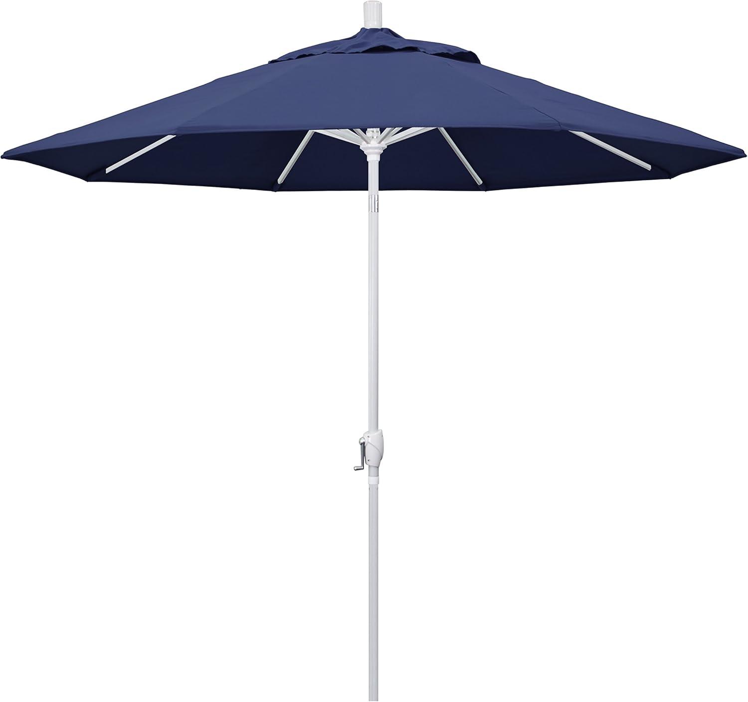 Navy Octagon Market Umbrella with White Aluminum Pole