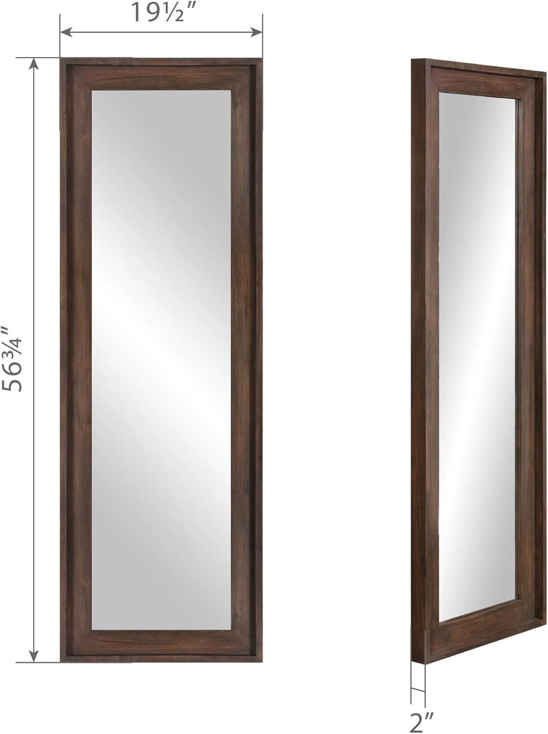 Patton Wall Decor Wood Framed Full Length Wall Mount or Leaner Mirror, 19.5" x 57", Brown