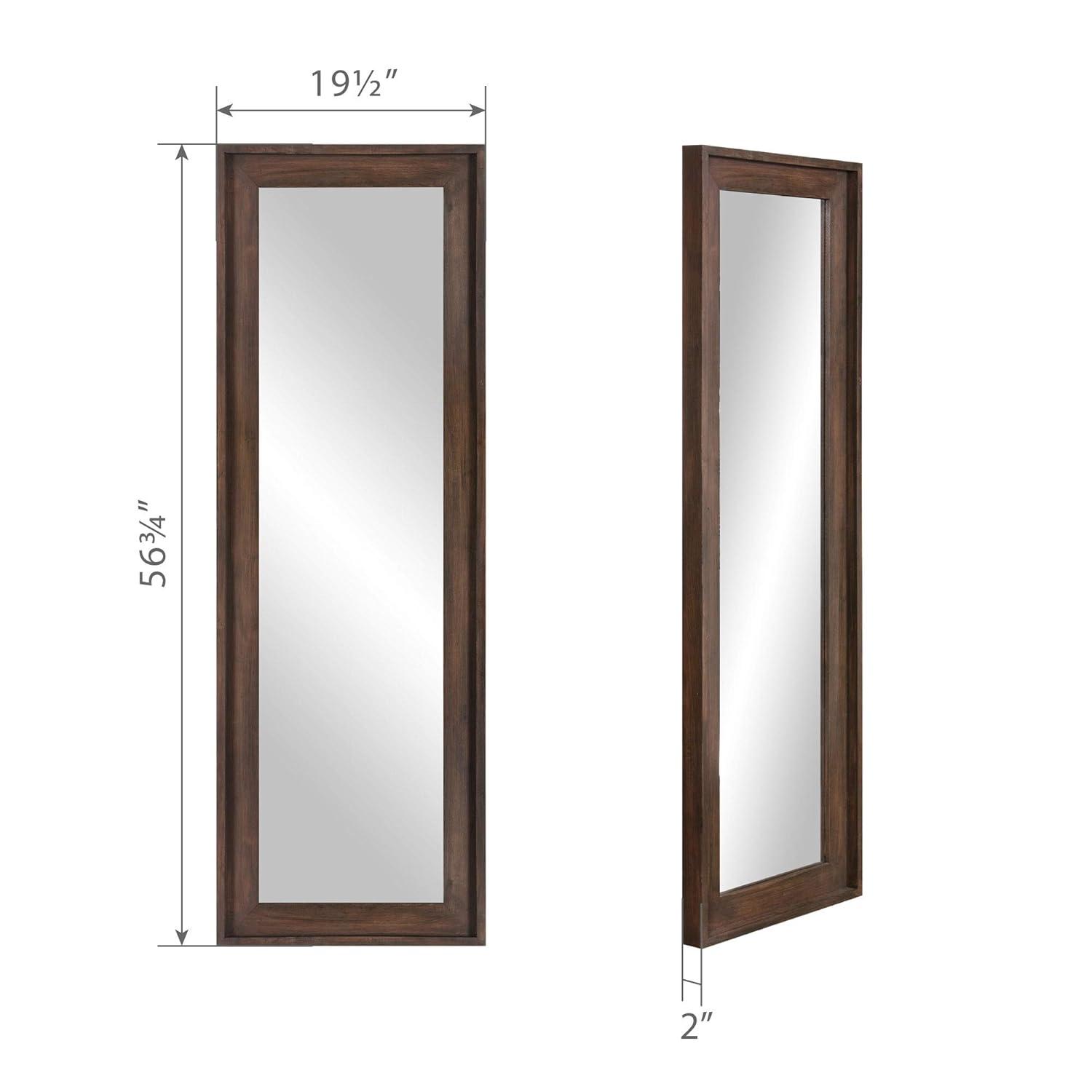 Patton Wall Decor Wood Framed Full Length Wall Mount or Leaner Mirror, 19.5" x 57", Brown