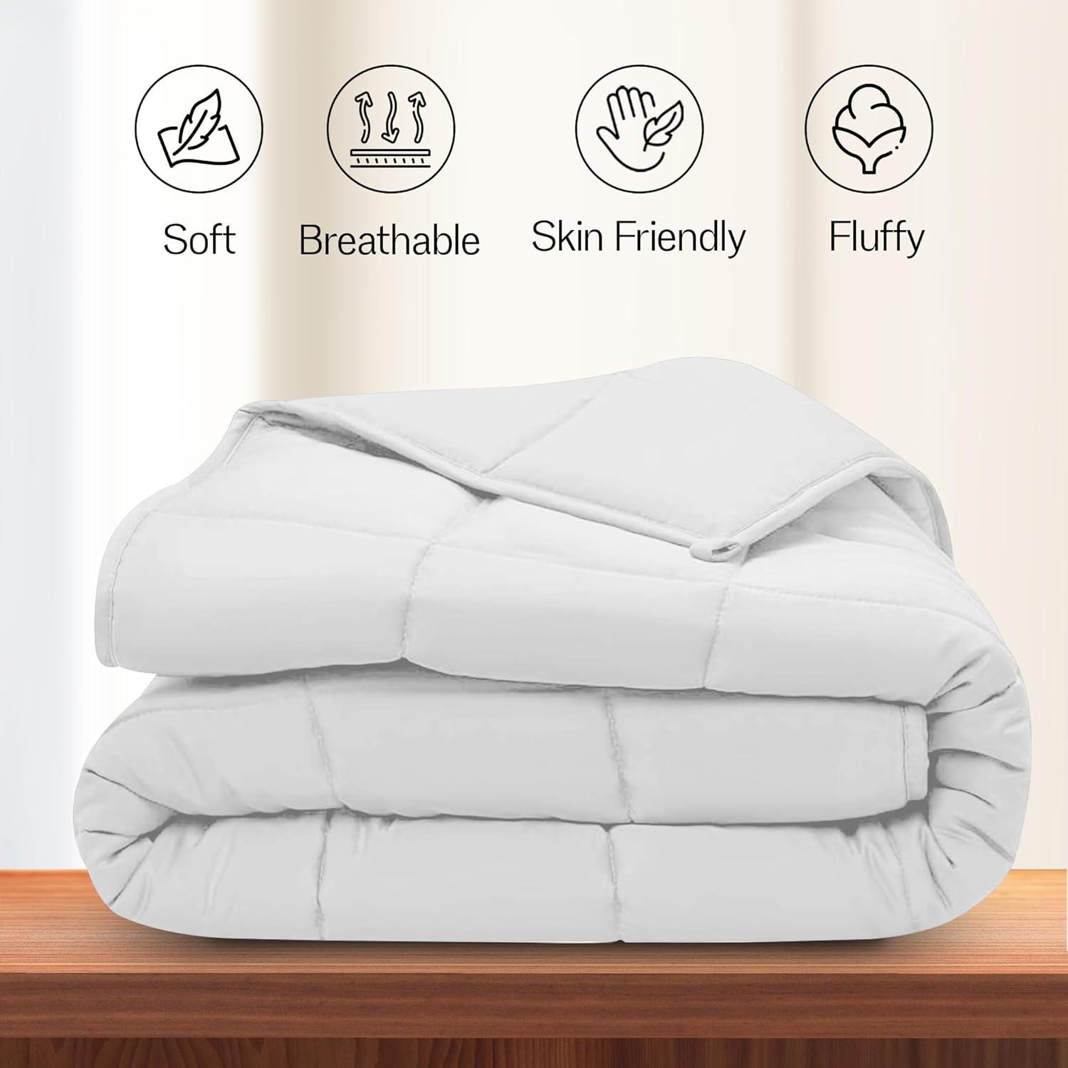 Lux Decor Collection King Comforter Duvet Insert - Box Stitched Down Alternative Single Comforter - Quilted Comforter with Corner Tabs (King, Navy Blue)