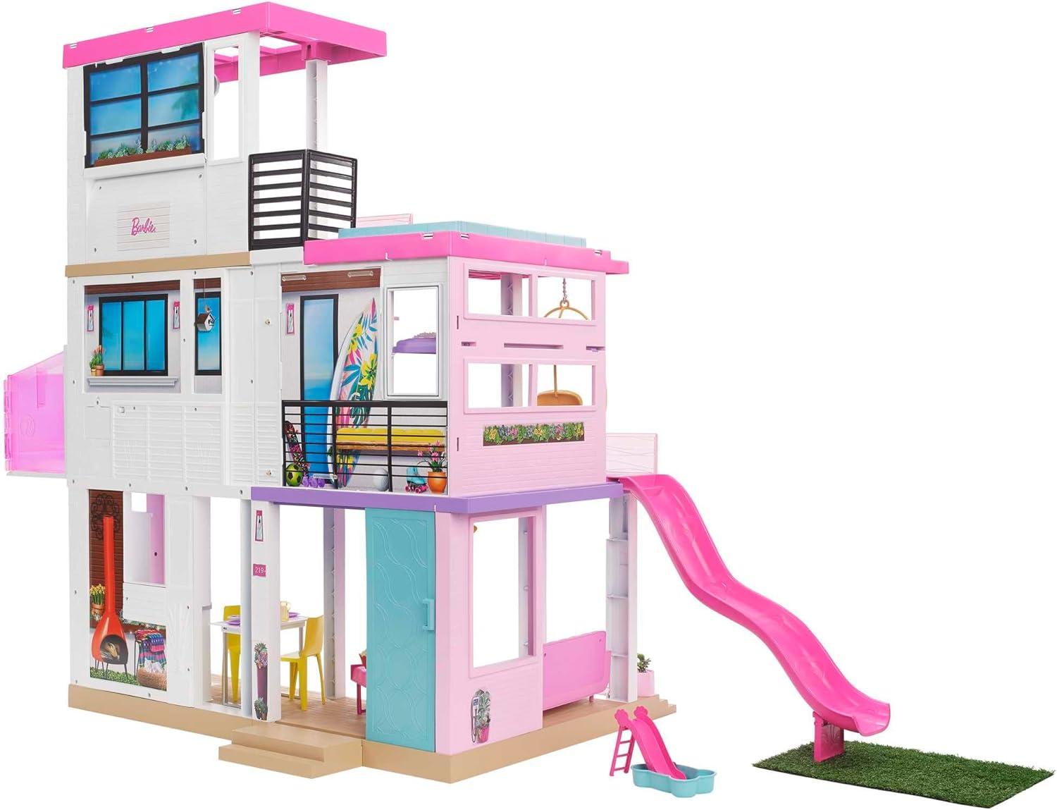 Barbie DreamHouse Playset with 10 Play Areas, 75+ Furniture & Accessories, Lights & Sounds