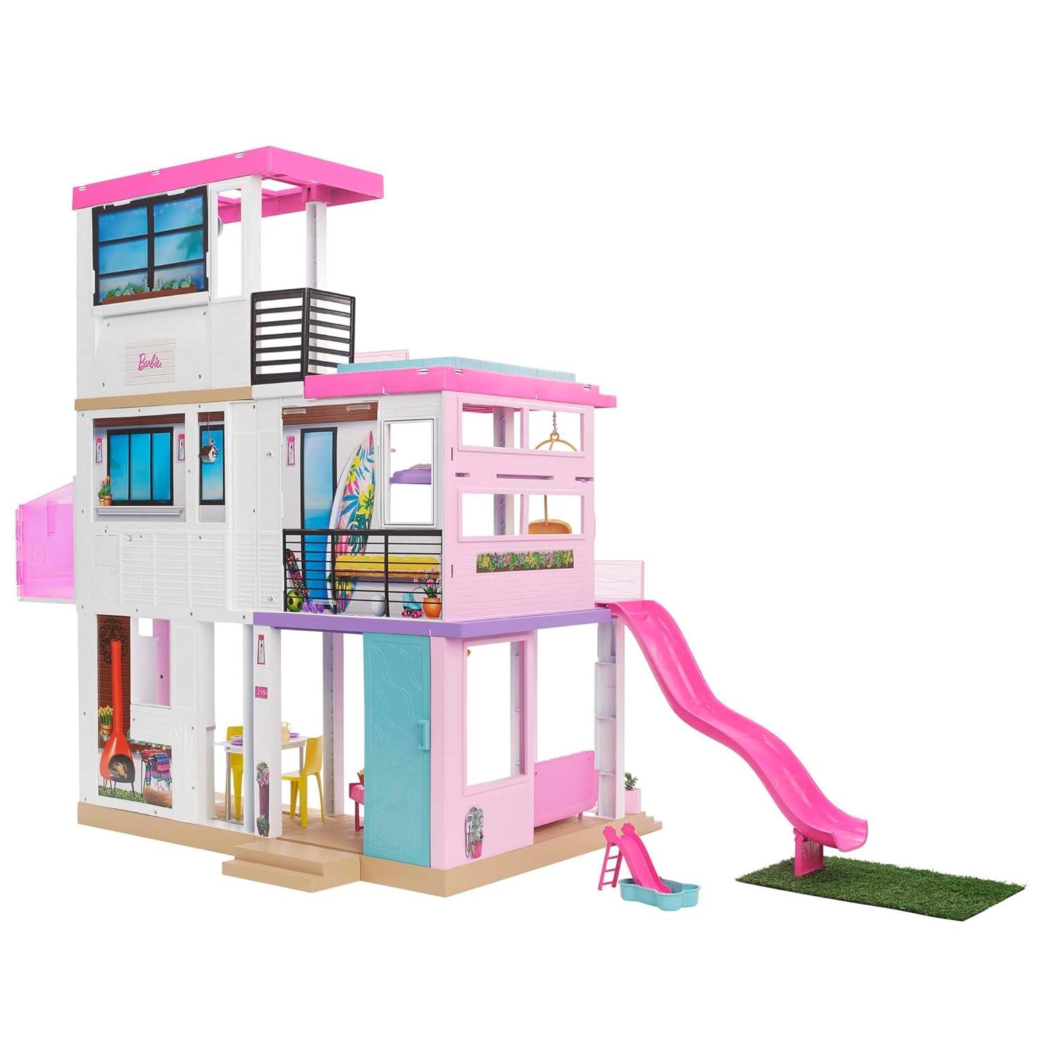 Barbie DreamHouse Playset with 10 Play Areas, 75+ Furniture & Accessories, Lights & Sounds