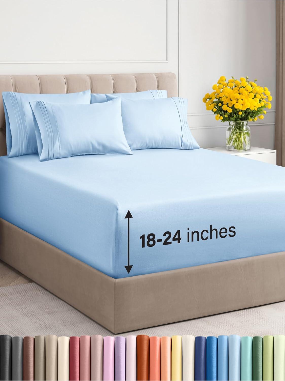 CGK Linens 6 Piece Extra Deep Pocket Ultra Soft & Cooling Sheet Set