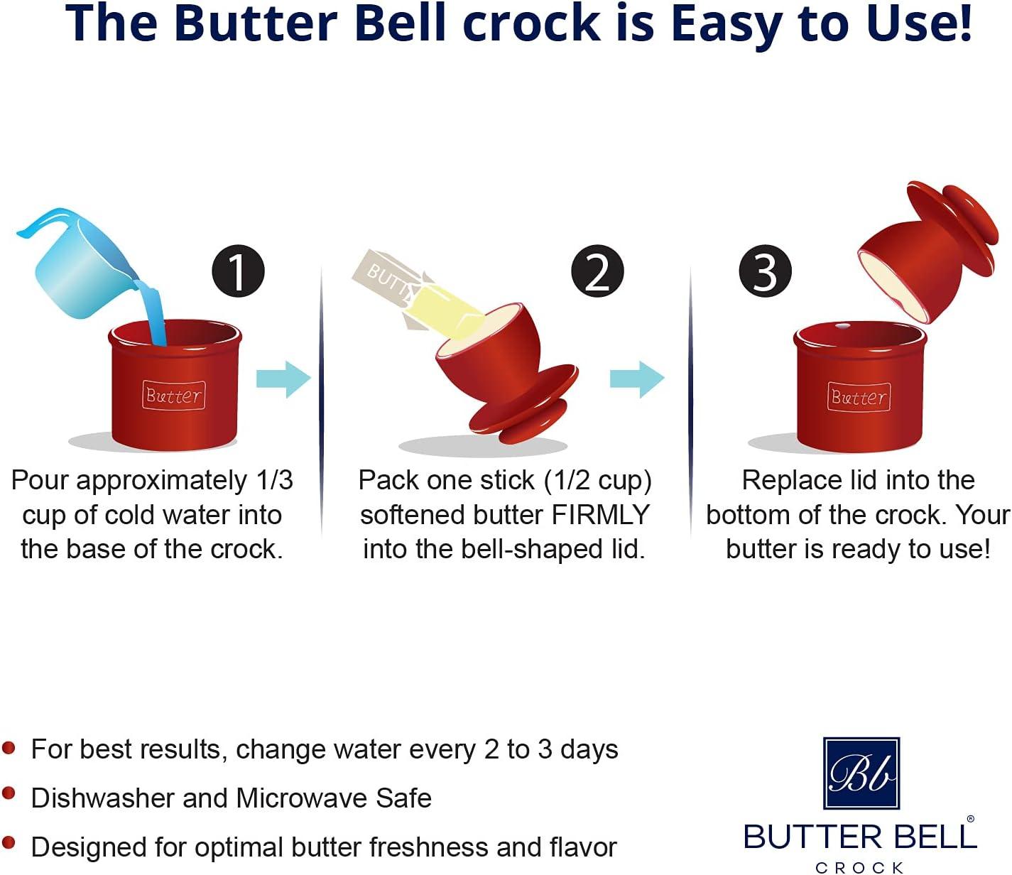 Butter Bell - The Original Butter Bell crock by L Tremain, a Countertop French Ceramic Butter Dish Keeper for Spreadable Butter, Café Matte Collection - Stone