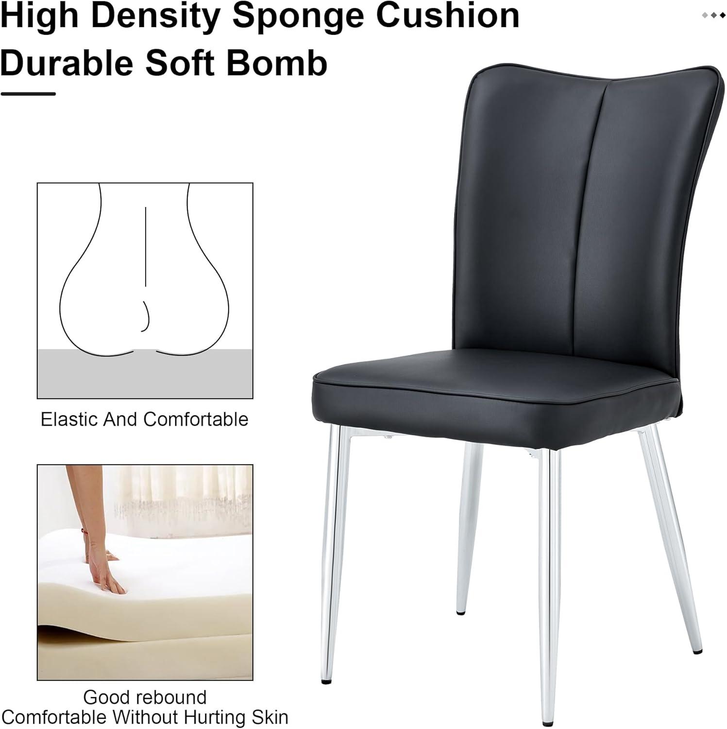 Dining Room Seating Modern minimalist transparent dining chair, plastic chair, armless crystal chair, Nordic creative makeup stool, negotiation chair, silver plated metal leg 6-piece set, TW-1200,Kit