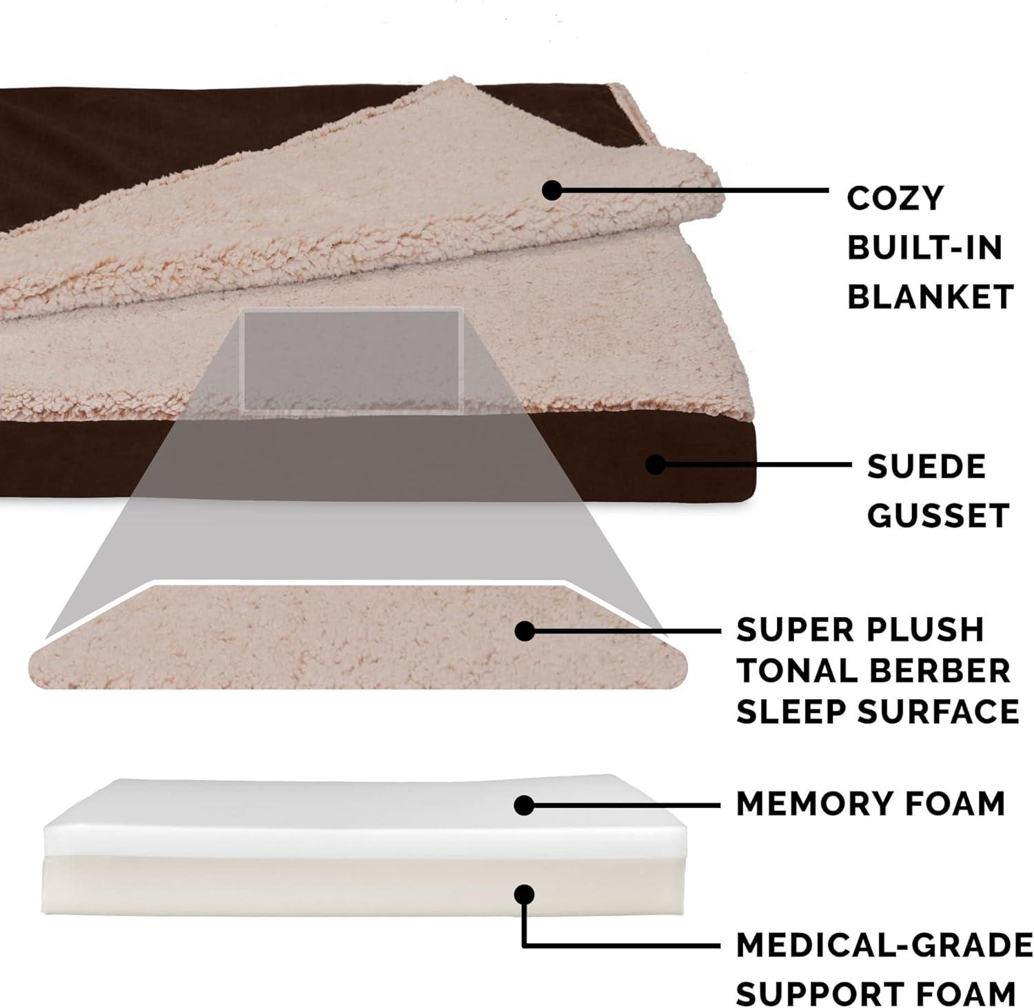 FurHaven Berber and Suede Blanket Top Mattress Memory Foam Dog Bed