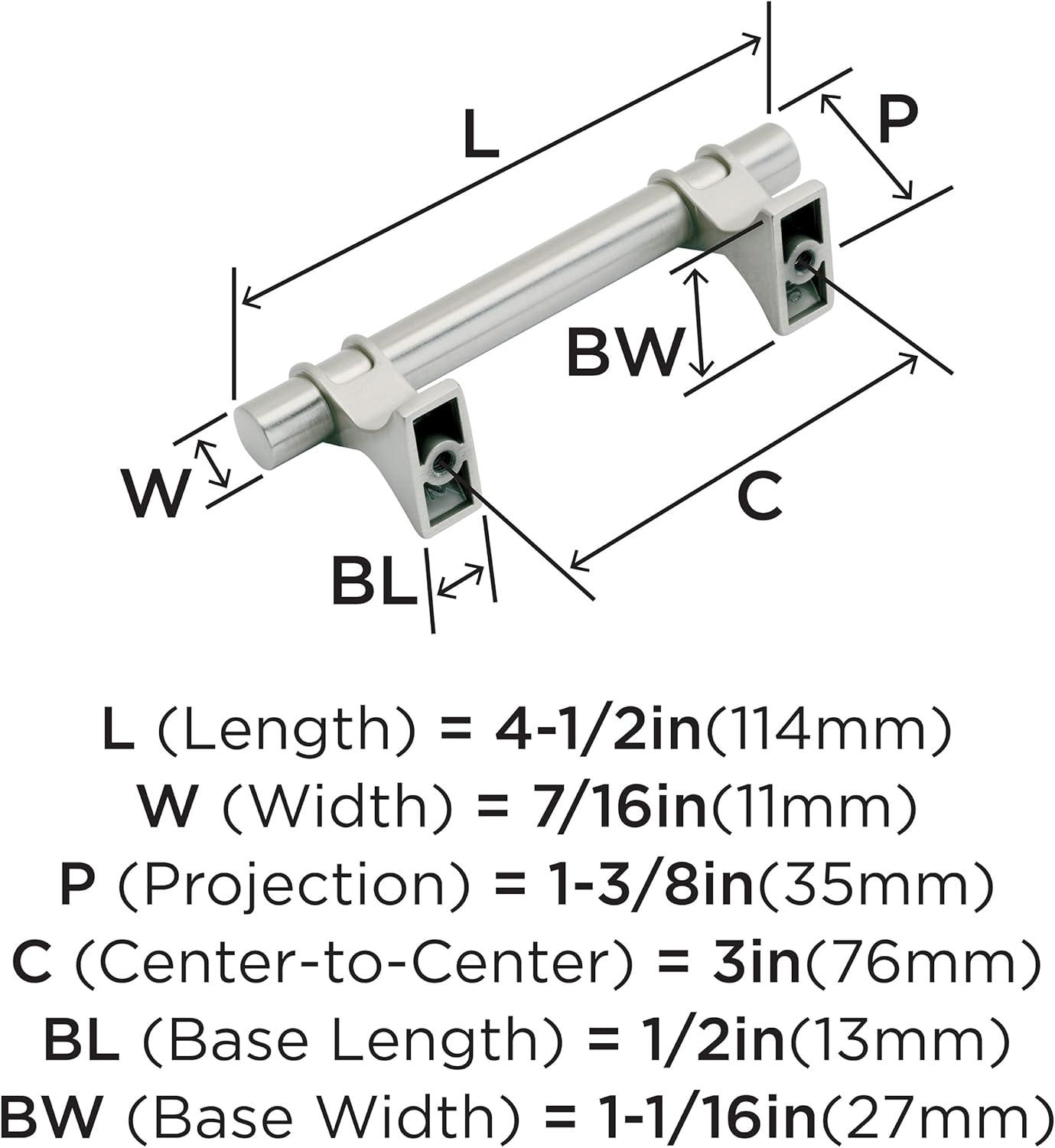 Amerock Davenport 3 inch (76mm) Center-to-Center Satin Nickel Cabinet Pull