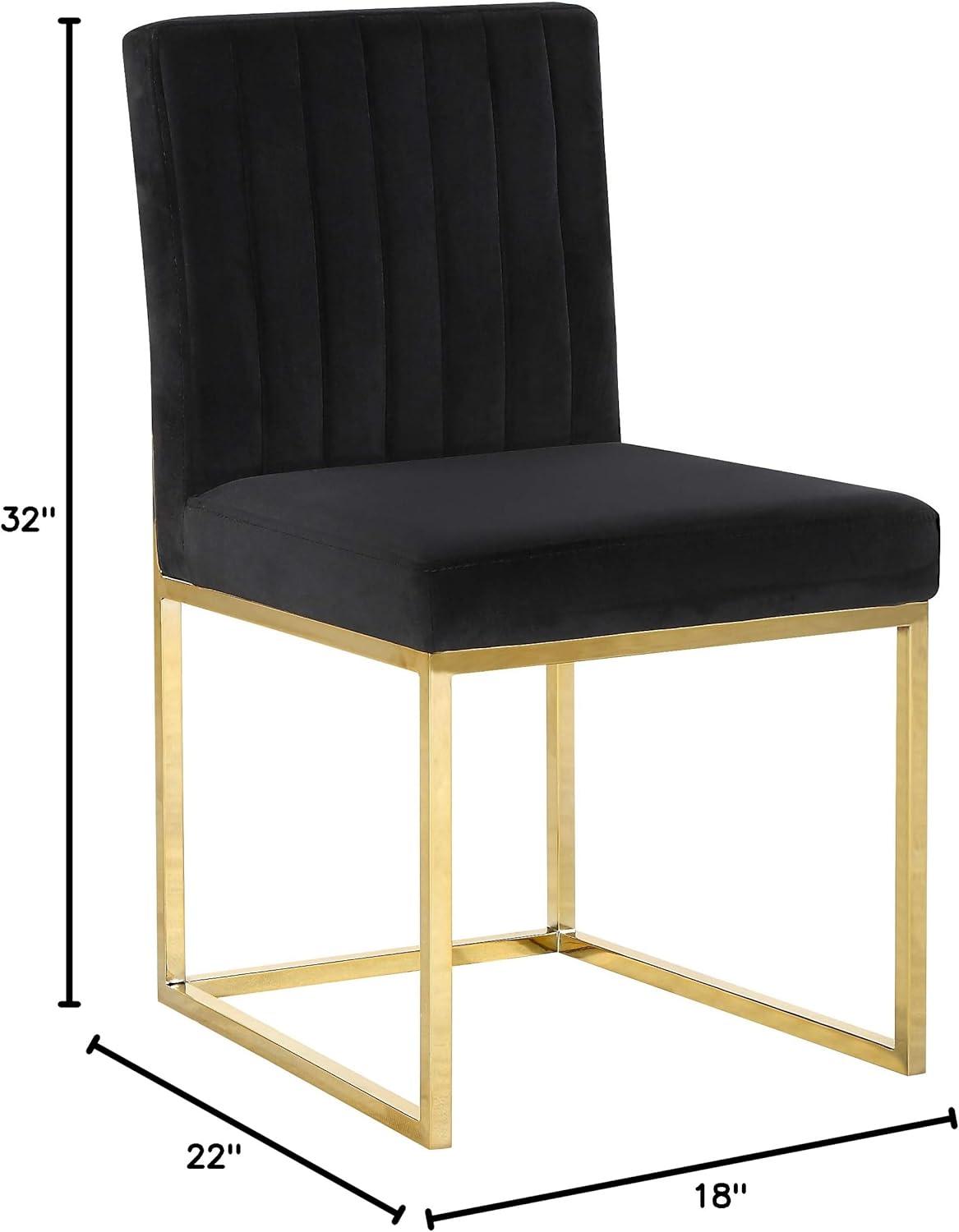 Meridian Furniture Contemporary Giselle Velvet Dining Chair in Black (Set of 2)