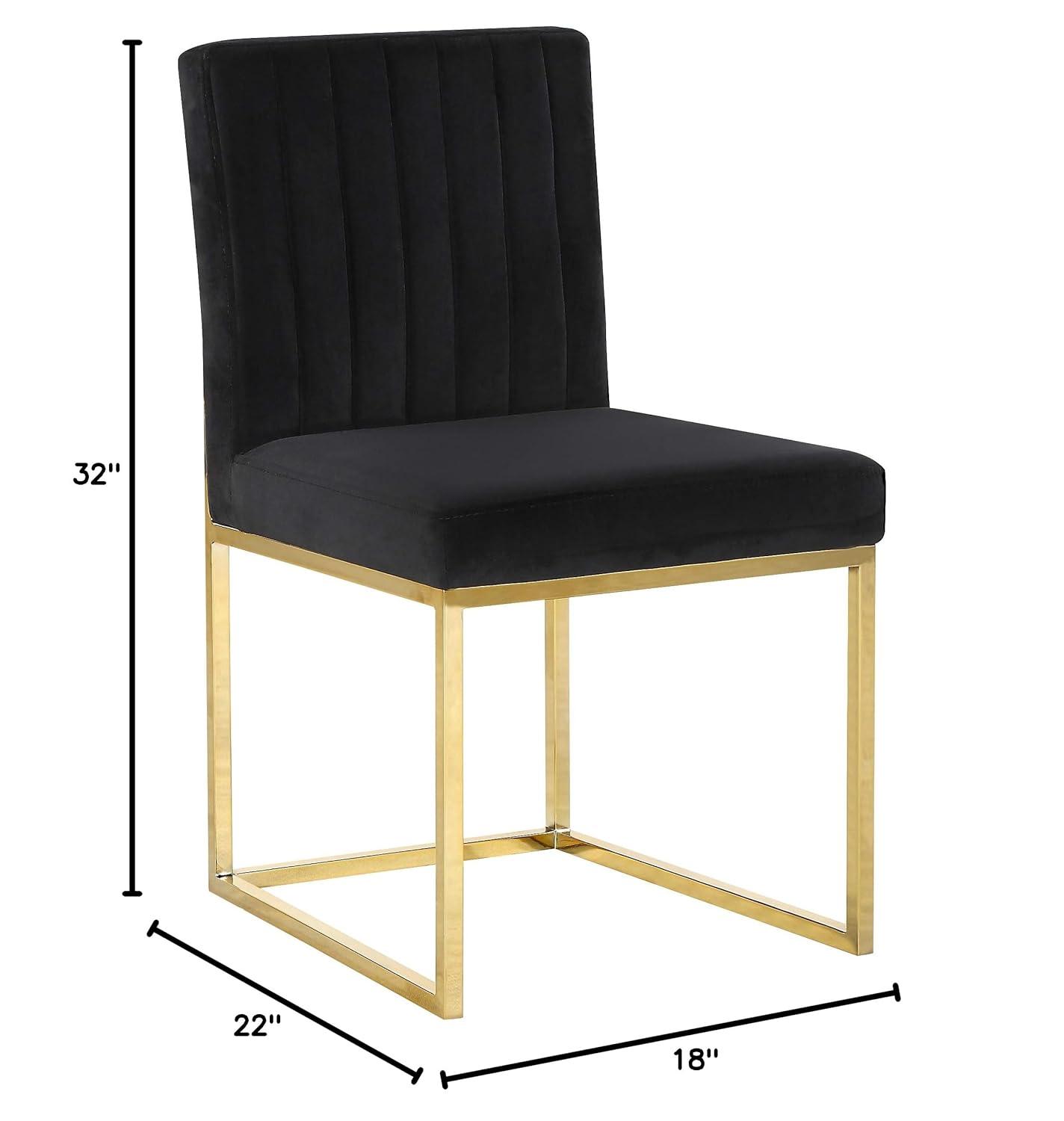 Meridian Furniture Contemporary Giselle Velvet Dining Chair in Black (Set of 2)