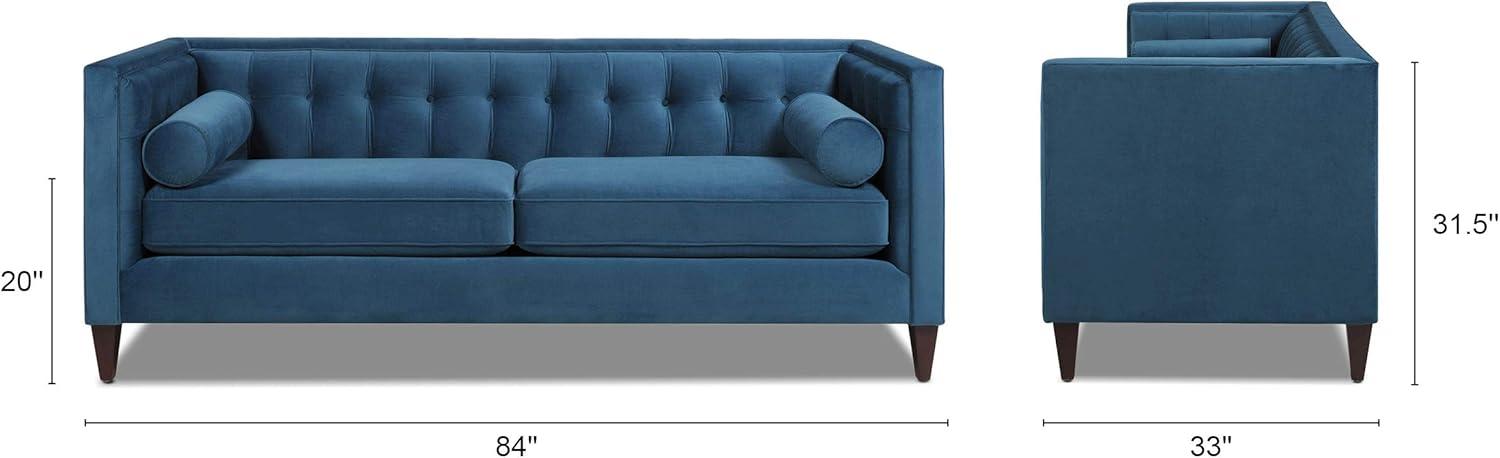 Jack 84" Tufted Tuxedo Sofa Double Cushion Satin Teal