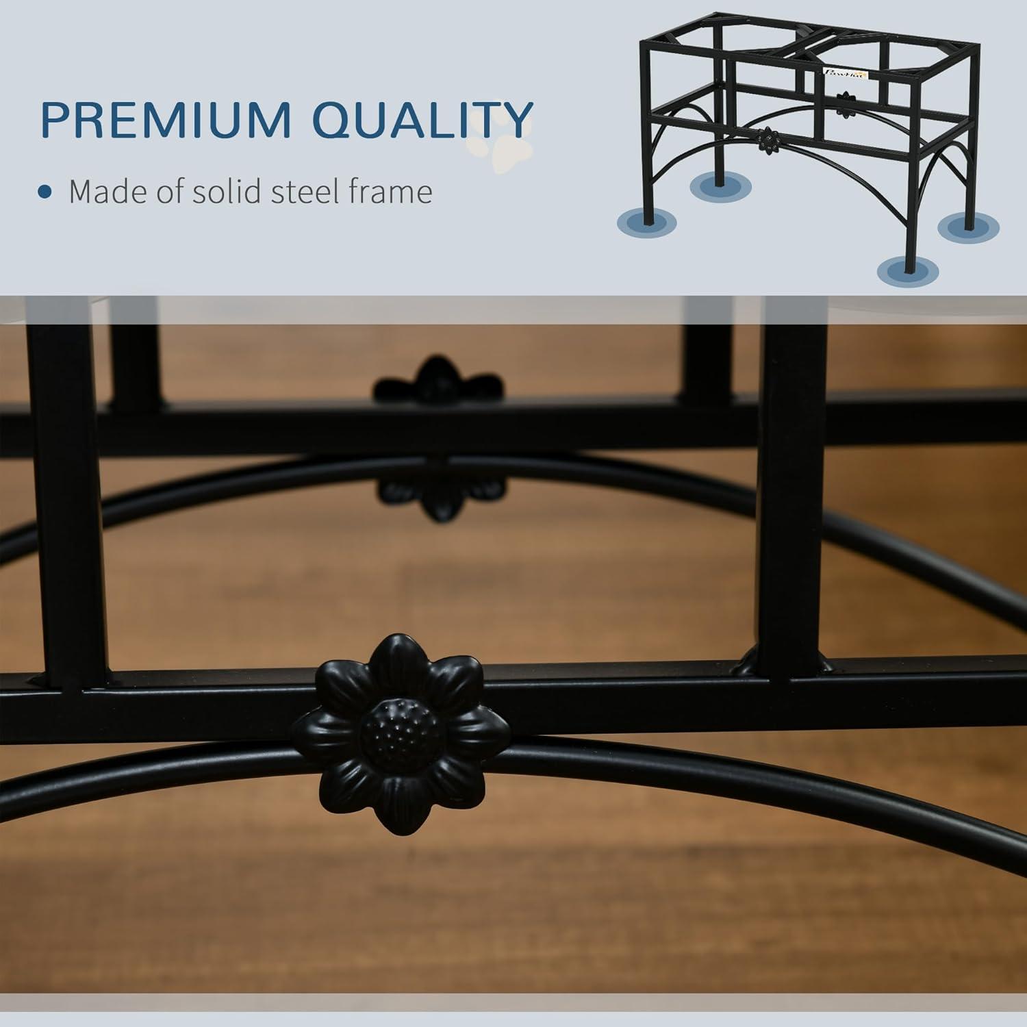 PawHut 22" Double Stainless Steel Heavy Duty Dog Food Bowl Elevated Pet Feeding Station for Medium Sized Dogs