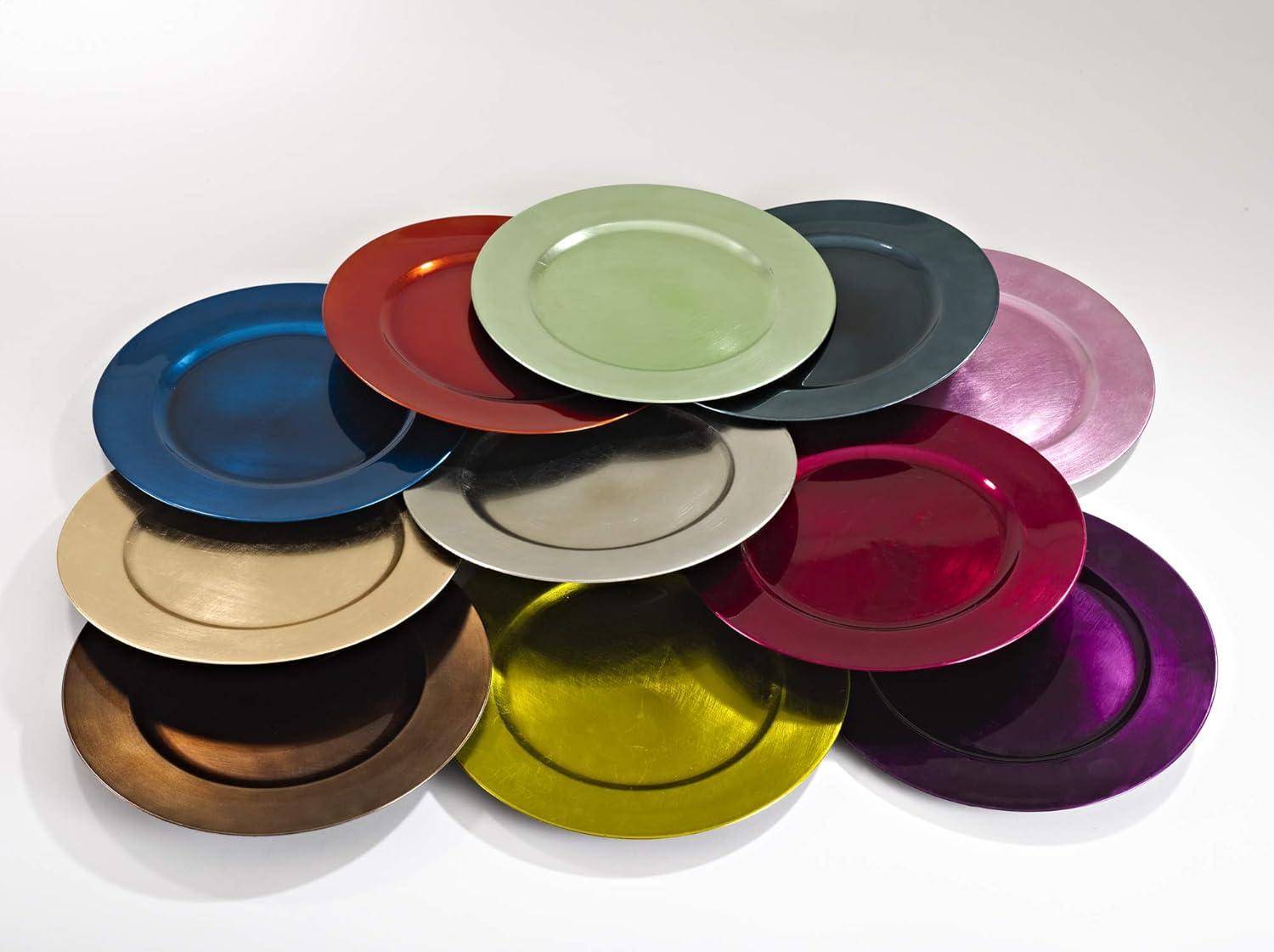 Saro Lifestyle Classic Solid Color Charger Plates, Pink, 13" Round