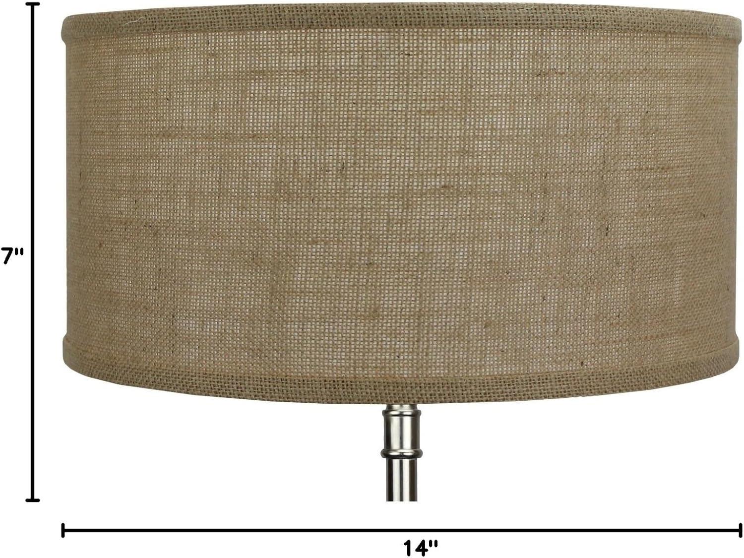 Natural Burlap Drum Lamp Shade with Nickel Hardware, 14" x 7"