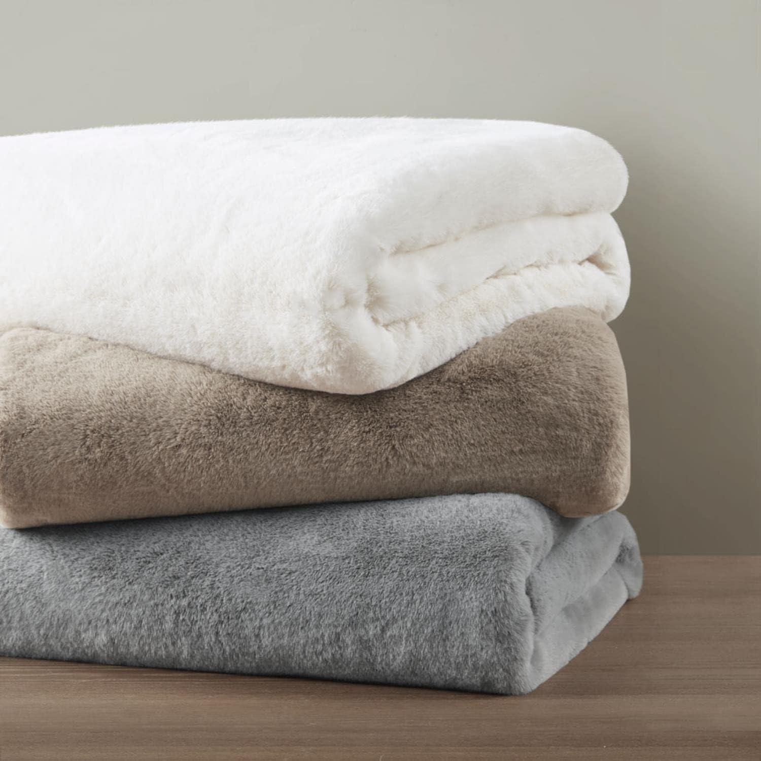 50"x60" Sienna Solid Premium Faux Fur Throw Blanket - Madison Park