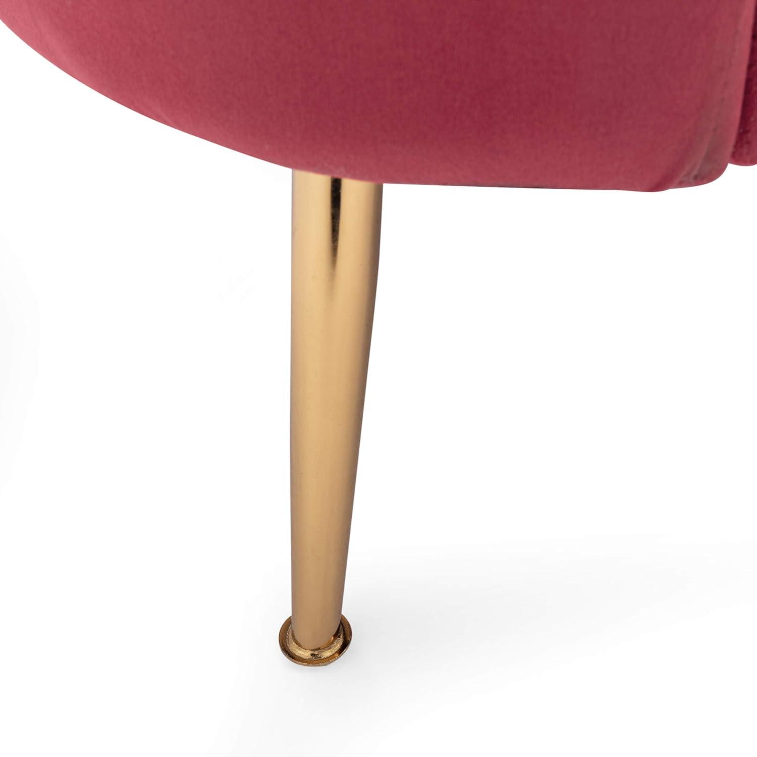 Reitz Modern Glam Velvet Channel Stitch 3 Seater Shell Sofa Blush Pink/Gold - Christopher Knight Home: Durable Iron Legs, Polyester Upholstery