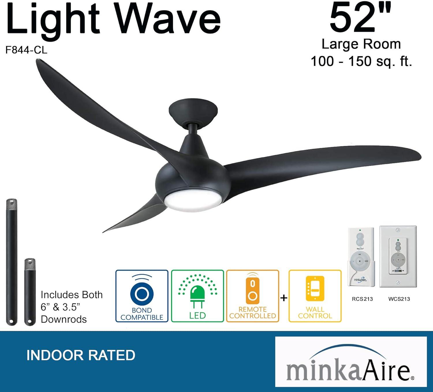 52" Wave 3 - Blade LED Propeller Ceiling Fan with Remote Control and Light Kit Included