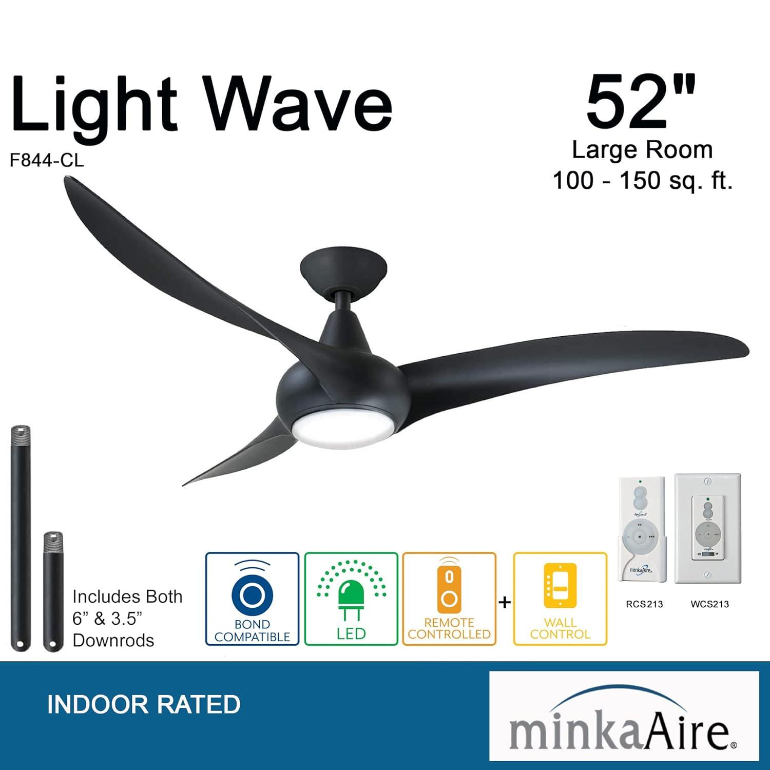 52" Wave 3 - Blade LED Propeller Ceiling Fan with Remote Control and Light Kit Included