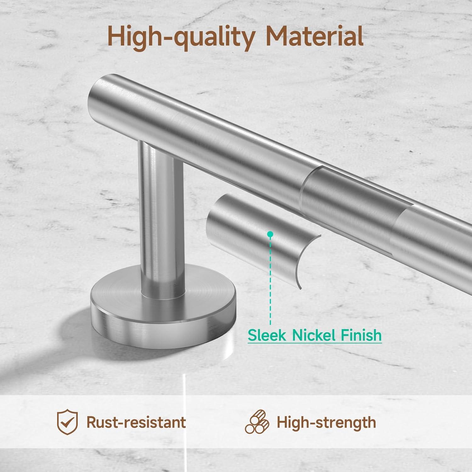 Brushed Nickel Bathroom Hardware Set, Modern 24-Inch Towel Bar Set Wall Mounted, Durable SUS304 Stainless Steel Bathroom Accessories Set, 4-Piece