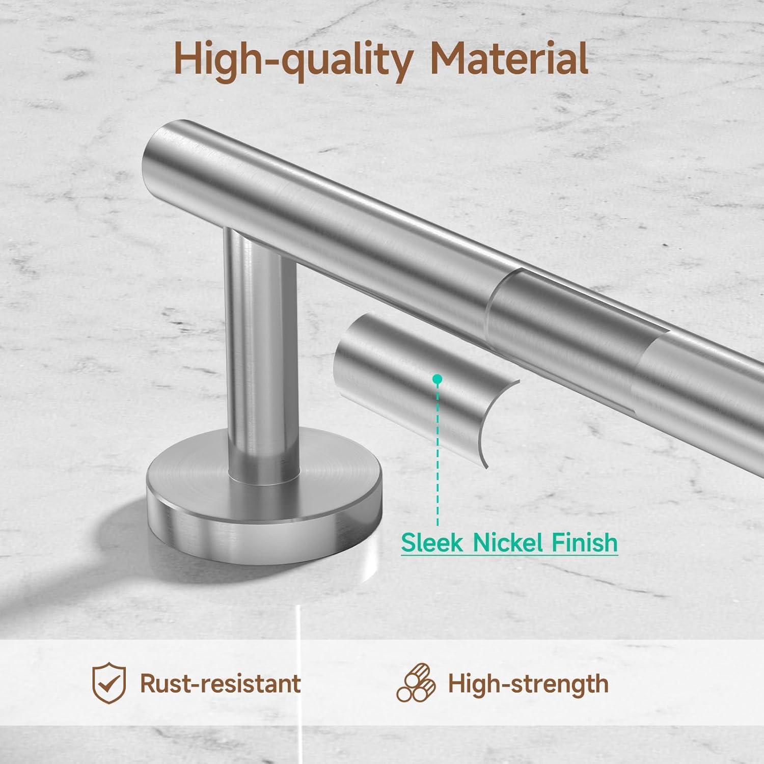 Brushed Nickel Bathroom Accessories Set, 24 Inch Towel Bar Set Wall Mounted, Durable 304 Stainless Steel Bathroom Hardware Set, Modern Style, 5-Piece