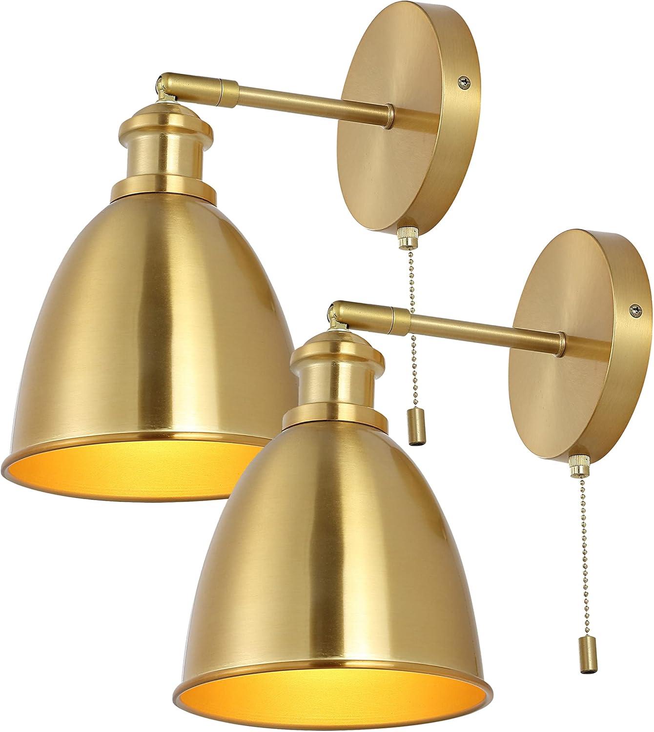 Hudson Industrial 10'' Brass Gold Dimmable LED Wall Sconce