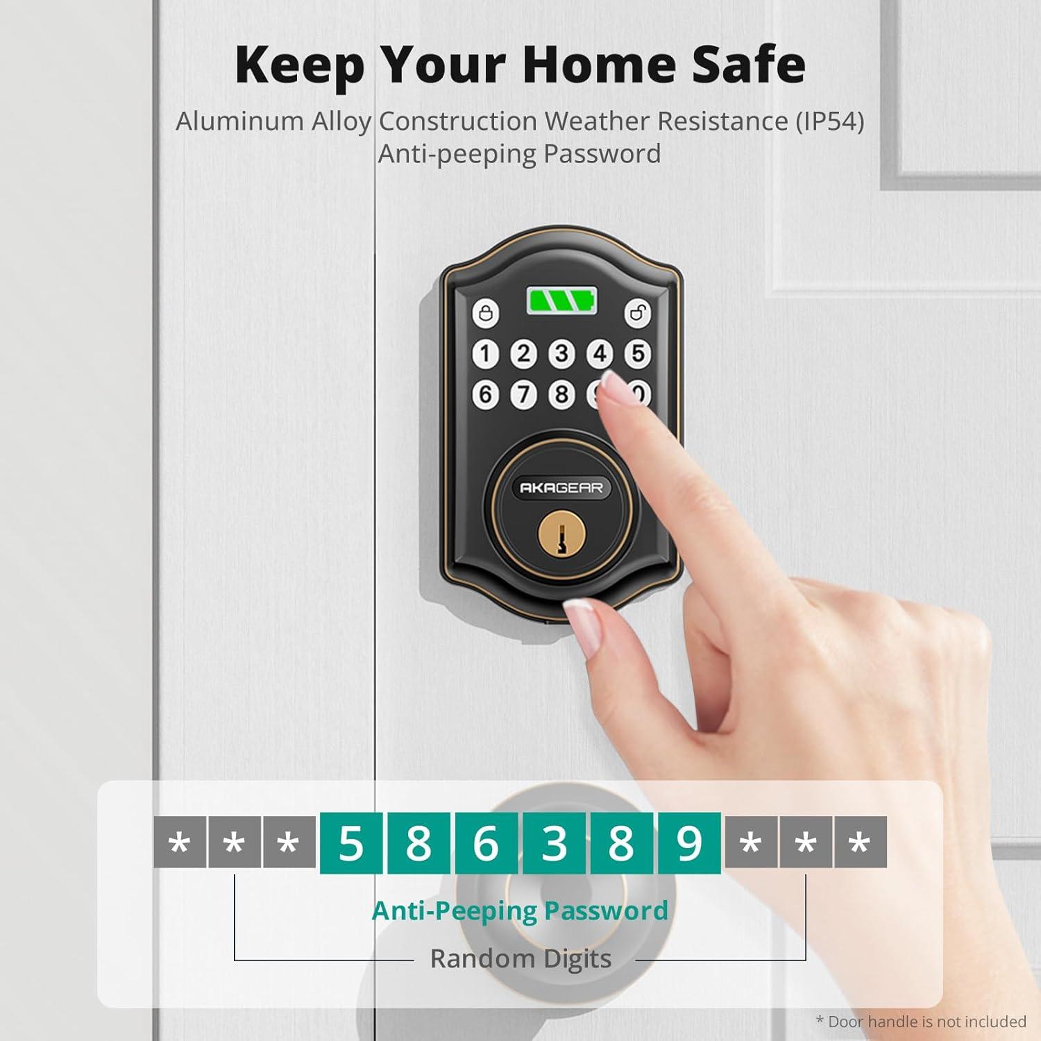 Keyless Entry Door Lock with Keypad - Smart Deadbolt for Front Door with 2 Keys - Auto Lock - Easy Installation - DS10 Mini (Oil Rubbed Bronze)