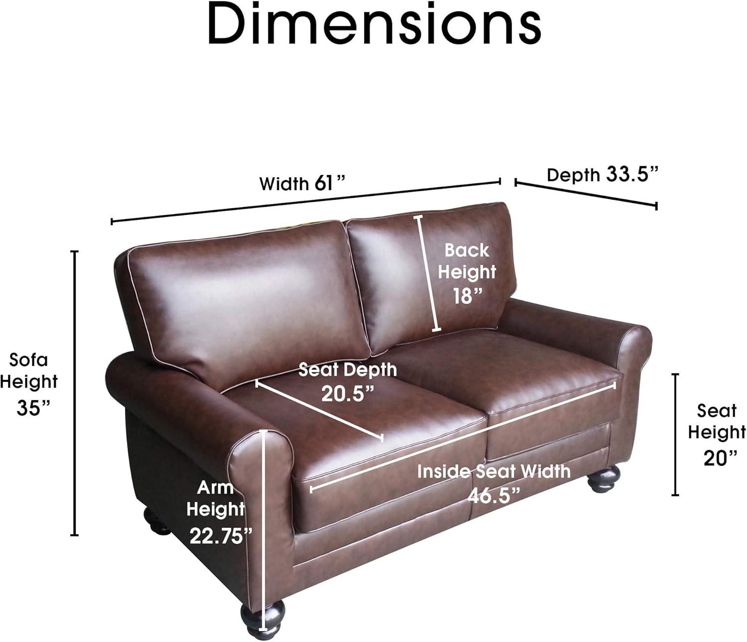 Serta Copenhagen 61" Loveseat for Two People, Pillowed Back Cushions and Rounded Arms