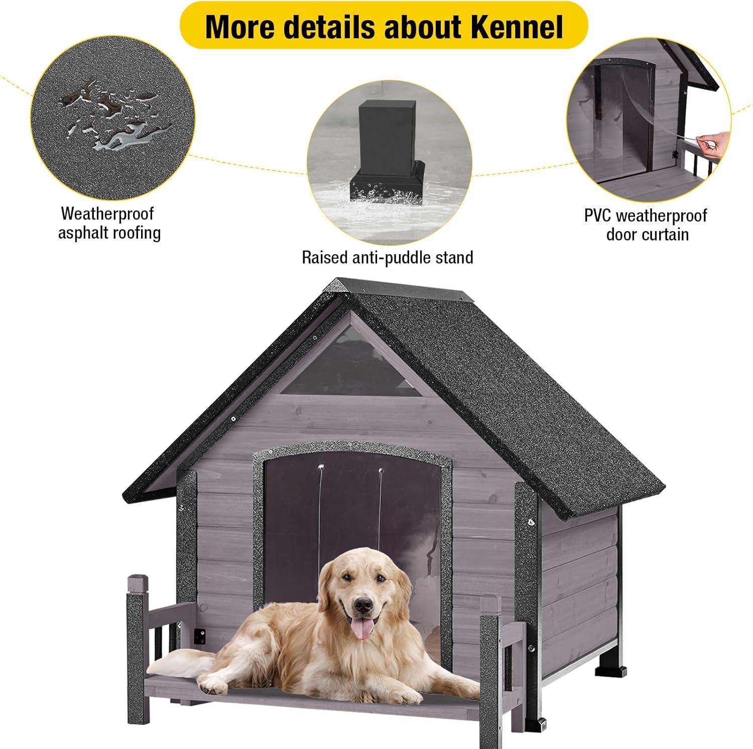 Aivituvin-AIR81-IN Medium Insulated Dog House Gray 32.9"(L) x 45" (W) x 32.6"(H)
