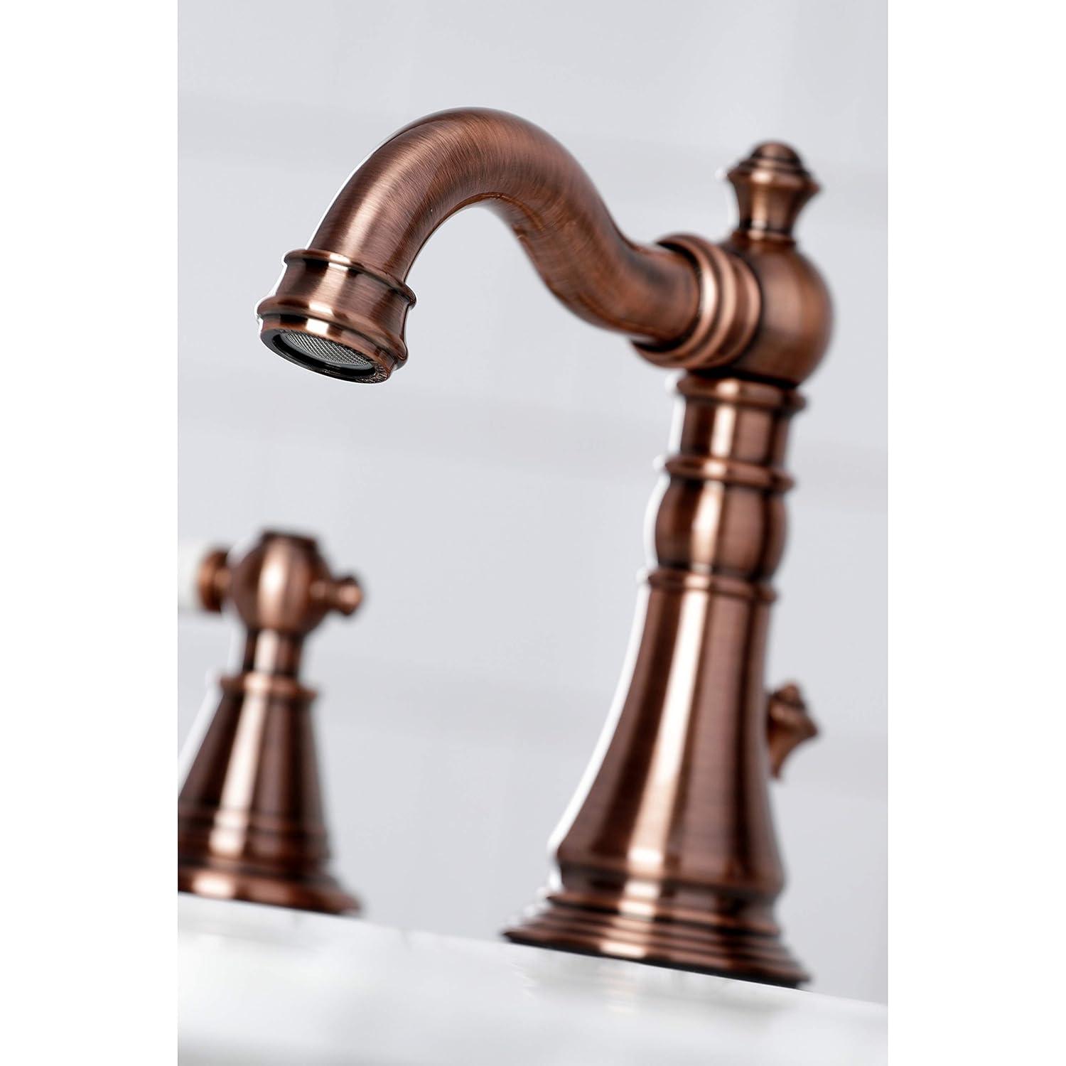 Kingston Brass English Classic Two-Handle 3-Hole Deck Mount Widespread Bathroom Faucet with Pop-Up Drain