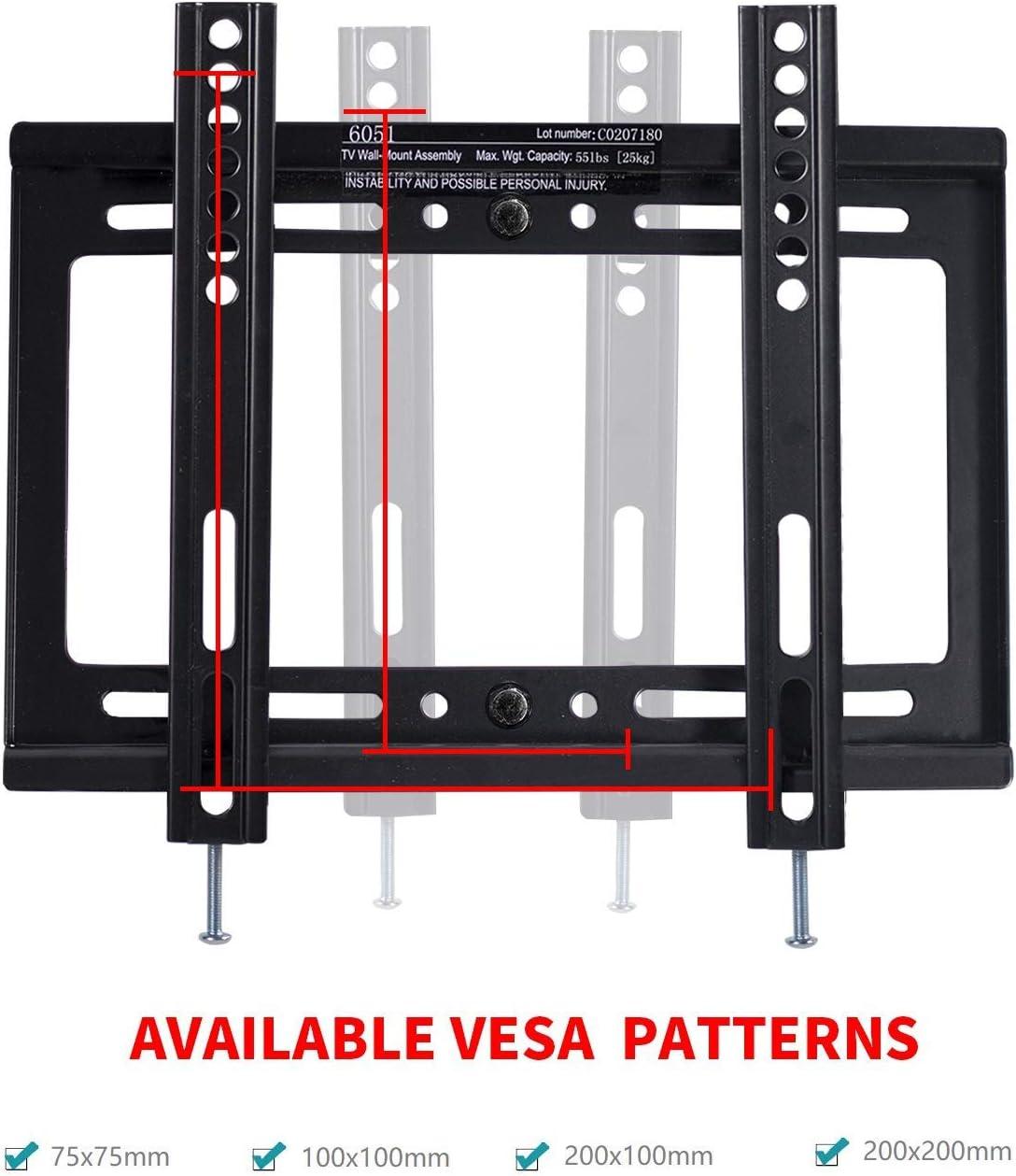 Fixed TV Wall Mount Full Motion Swivel Articulating Bracket for Most 14”-42” LED LCD OLED Plasma Flat Screen TV with VESA (Fixed)