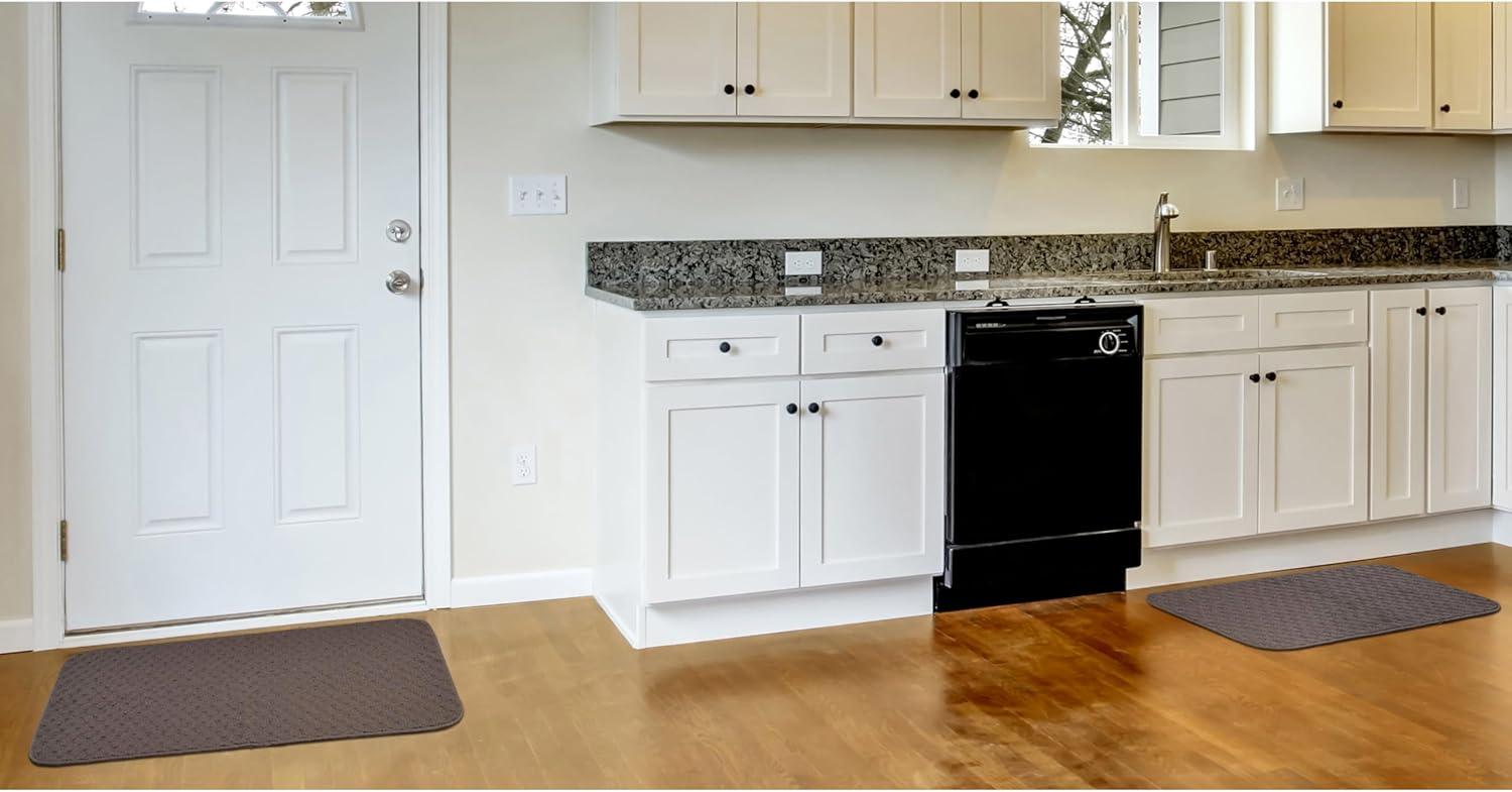 Garland Rug Town Square Mocha Kitchen Rug Set, 2 Piece Sliced Set (18"x28" Sliced, and 18"x28")