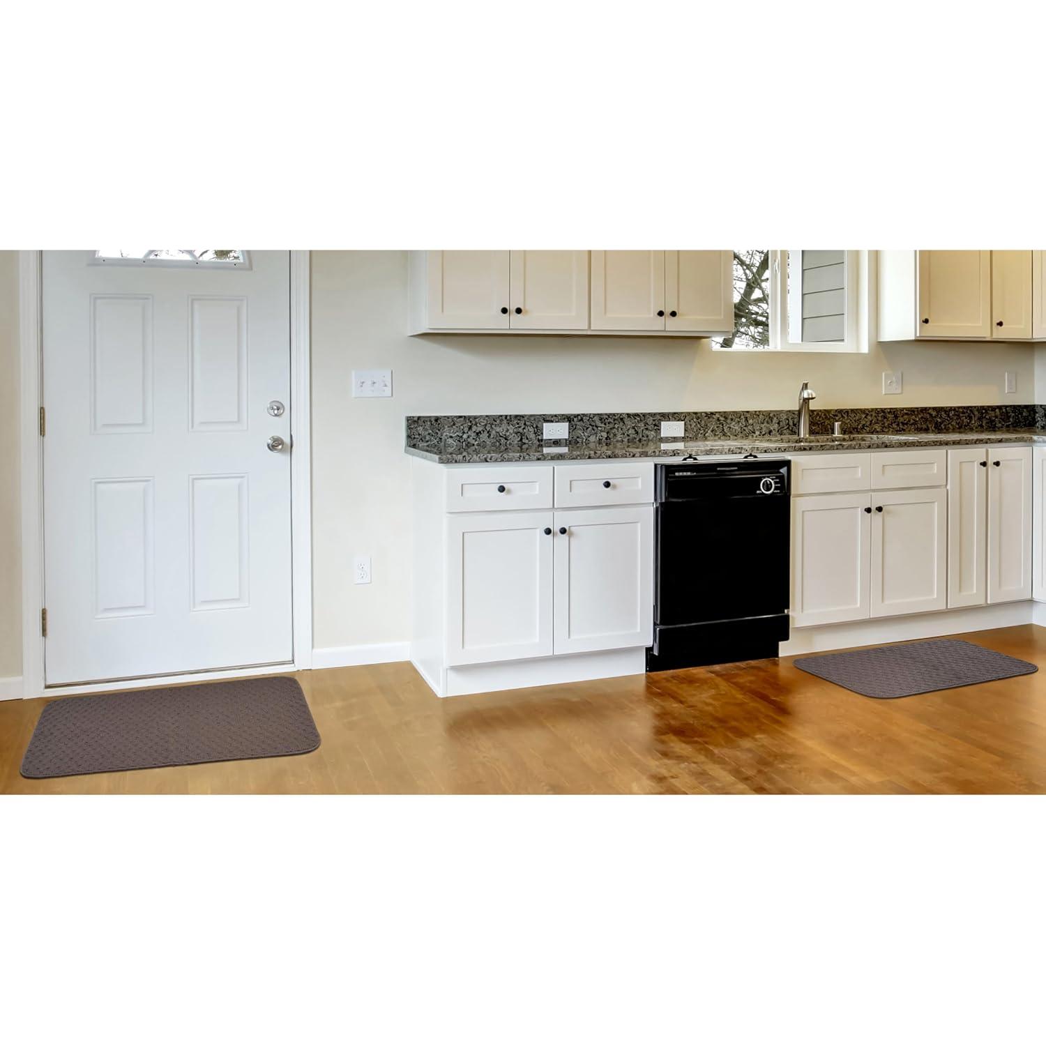 Garland Rug Town Square Mocha Kitchen Rug Set, 2 Piece Sliced Set (18"x28" Sliced, and 18"x28")