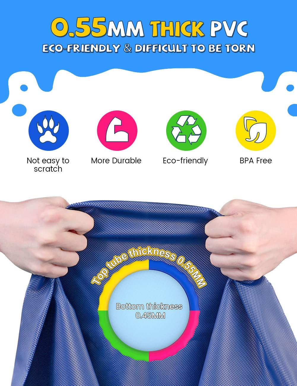 VISTOP Non-Slip Splash Pad for Kids, Thicken Sprinkler Pool Summer Outdoor Water Toys - Fun Backyard Fountain Play Mat for Baby Girls Boys Children or Pet Dog (77 inch, Red&Yellow&Green&Blue)