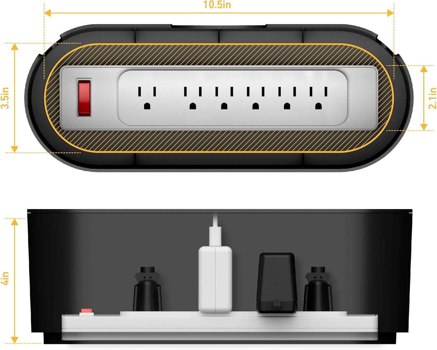 D-Line Cable Management Box, Hide Power Strips & Cords - Small, Black