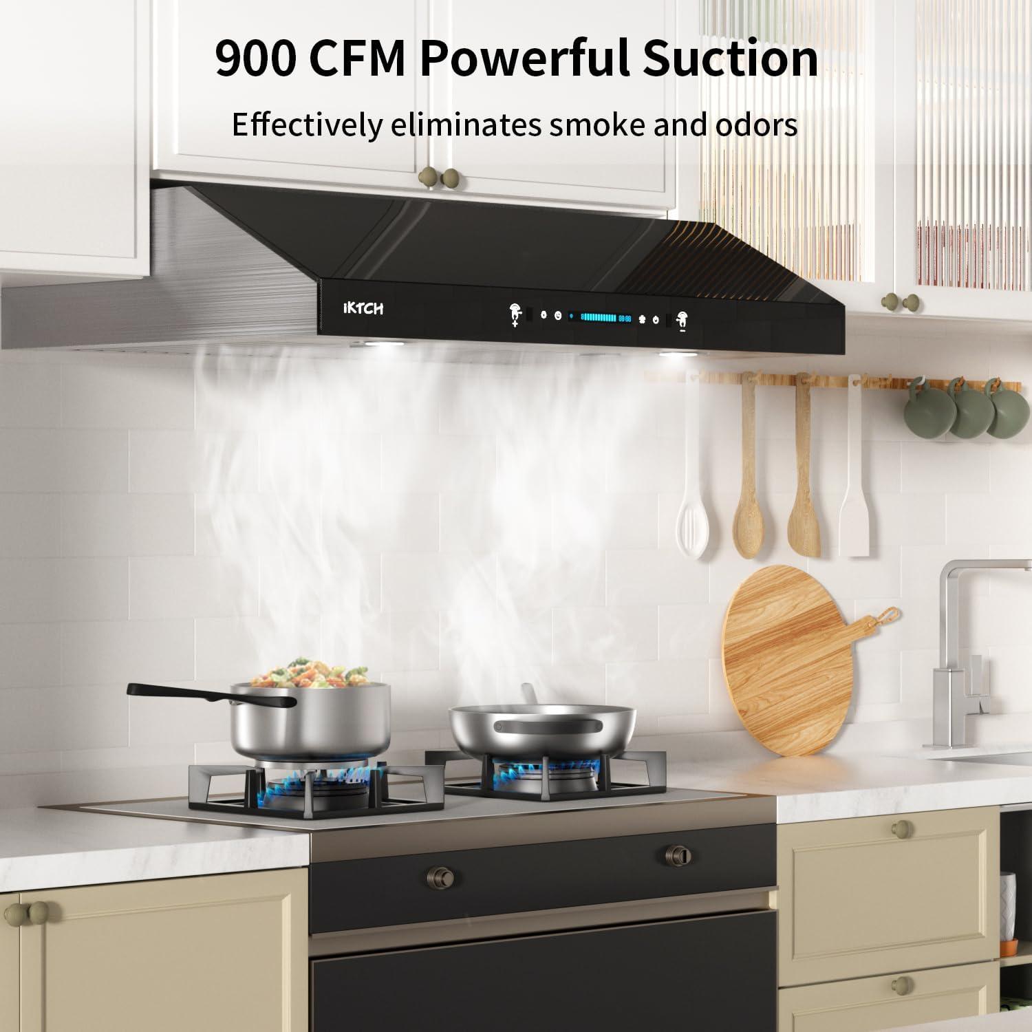 30'' 900 CFM Under Cabinet Range Hood with LED Lights and Remote Control Included