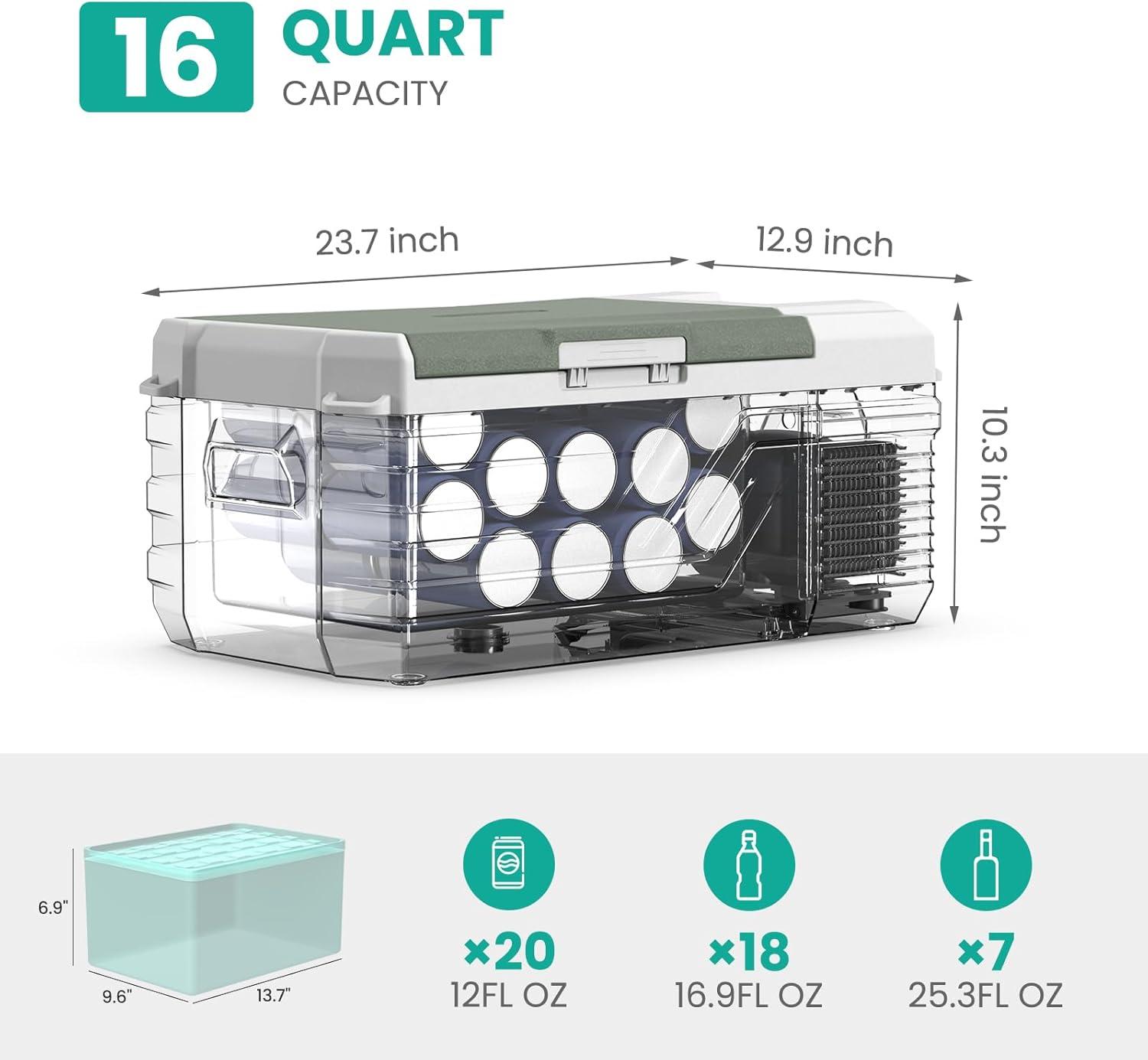Compact Green HDPE 16 Quart Portable RV Refrigerator