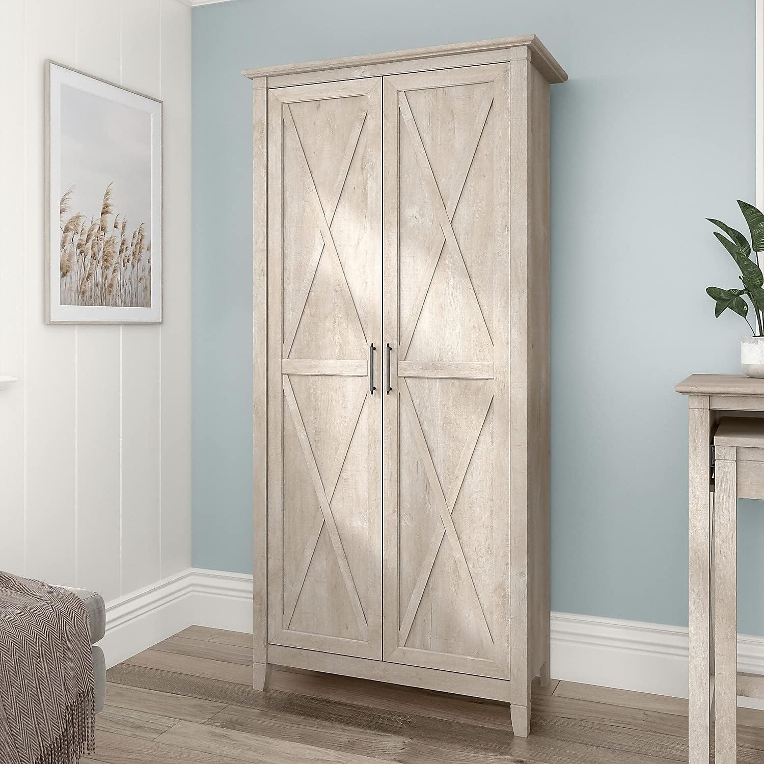 Key West Bathroom Storage Cabinet with Doors in Washed Gray - Engineered Wood