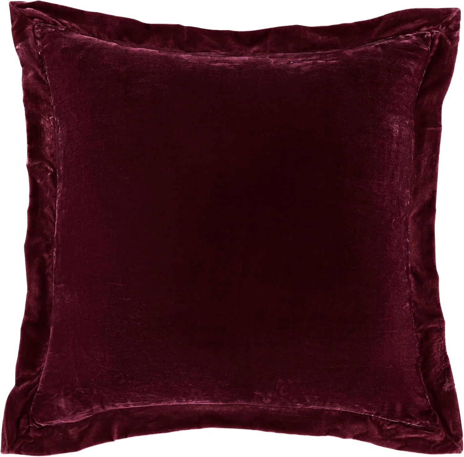 Garnet Red Faux Silk Velvet Euro Sham Pillow