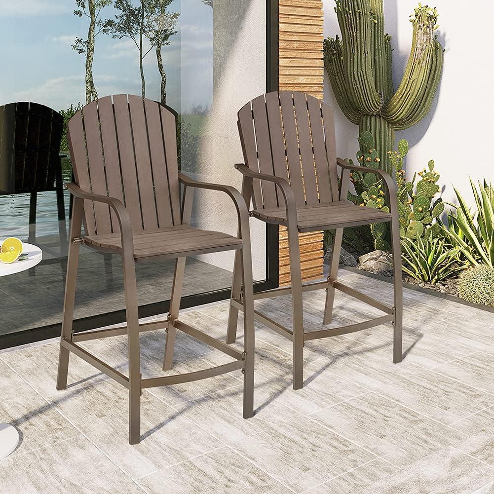 2pc Outdoor Counter Height Bar Stools - Brown - Crestlive Products: Aluminum Frame, Weather-Resistant Patio Seating