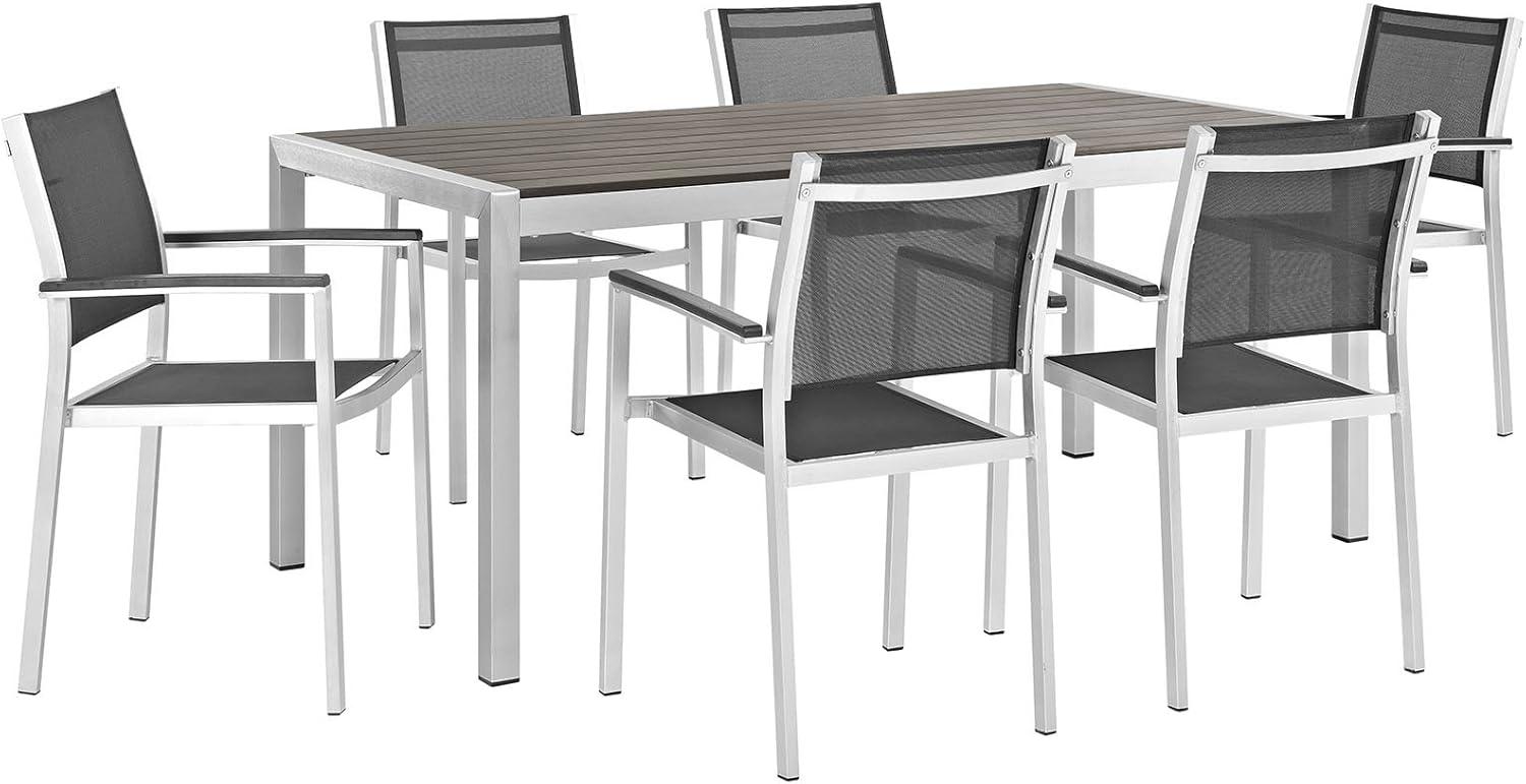 Modway Shore 7 Piece Outdoor Patio Aluminum Dining Set