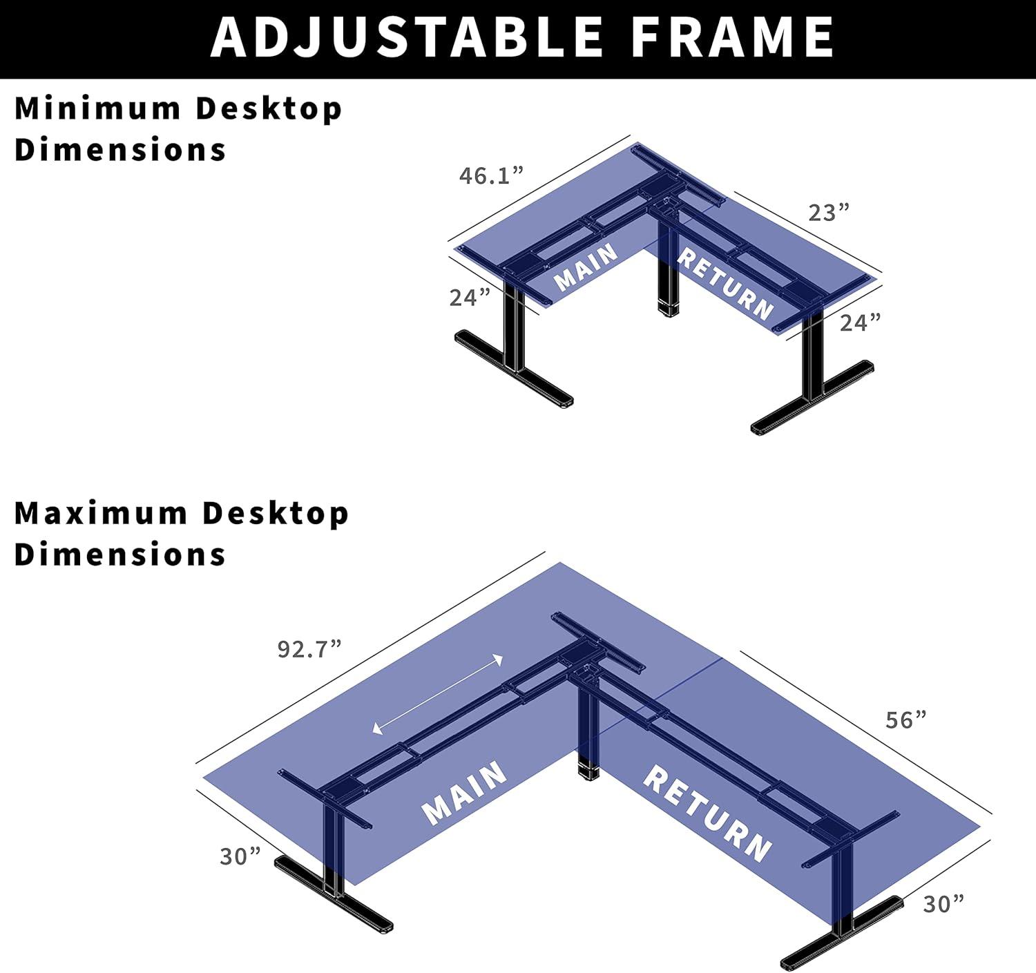 Black Electric Multi Motor Corner Desk Frame