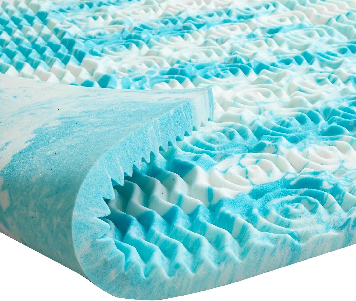 Mattress Topper Queen - 2 Inch Gel Memory Foam Mattress Topper Queen Size for Back Pain, CertiPUR-US Certified, Blue