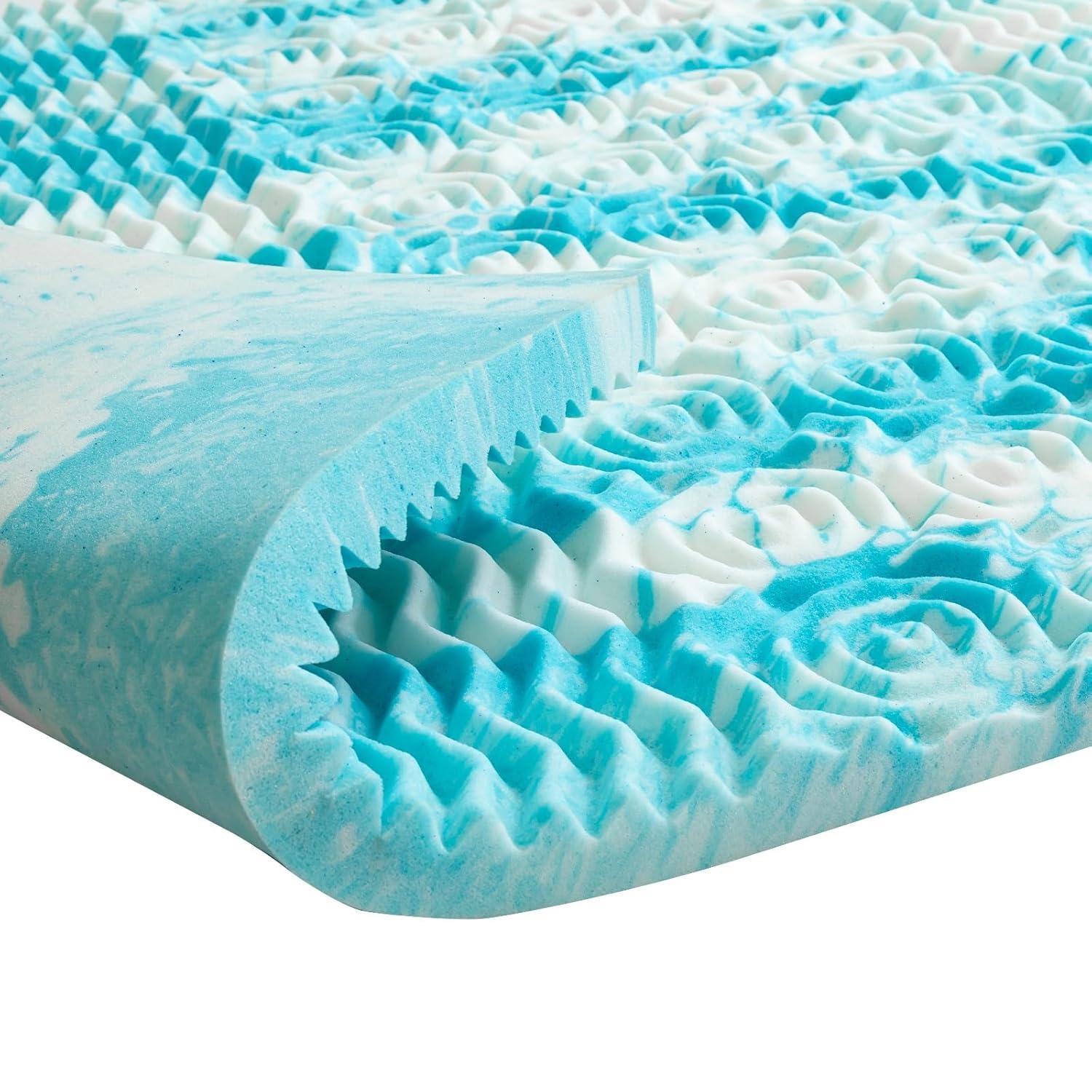 Mattress Topper Queen - 2 Inch Gel Memory Foam Mattress Topper Queen Size for Back Pain, CertiPUR-US Certified, Blue