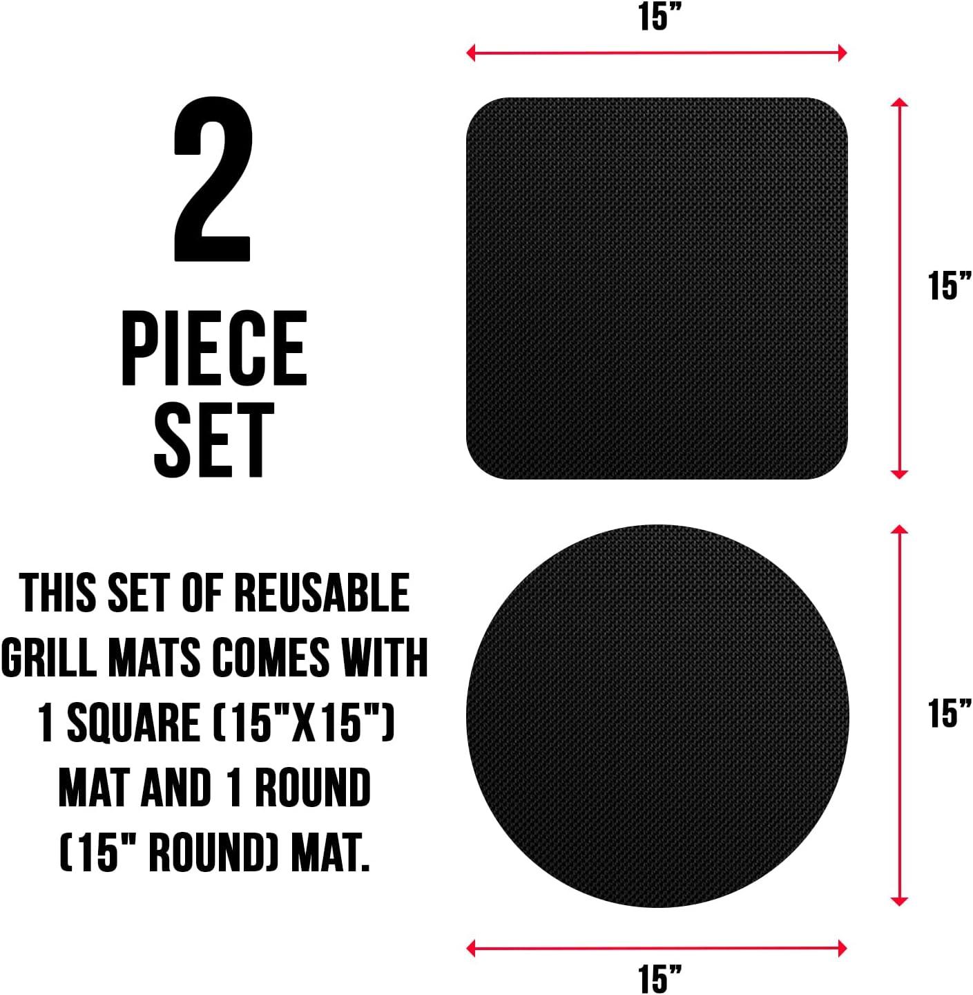 Black Non-Stick Reusable Grill Mat Set of 2