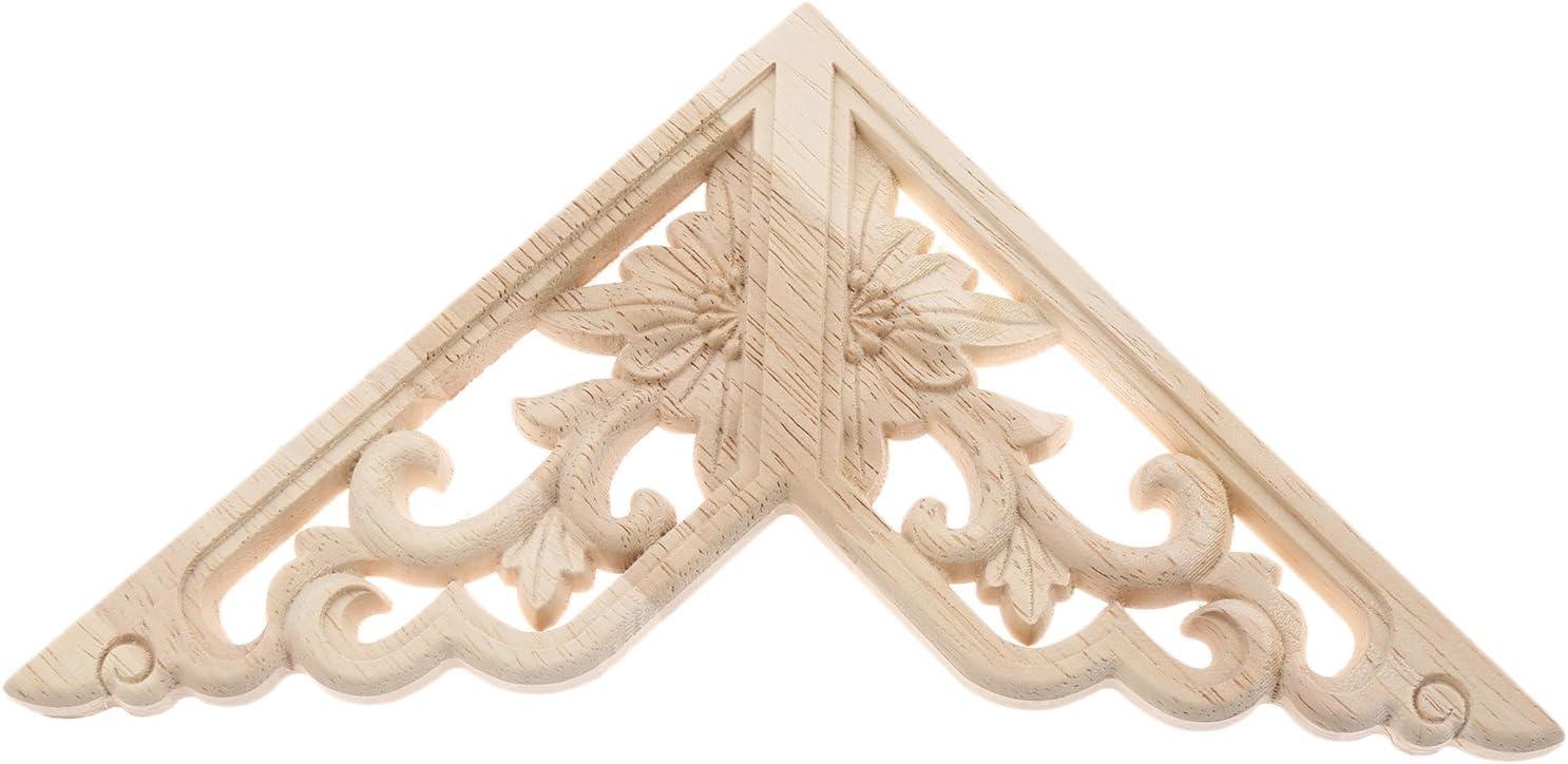 MUXSAM Wooden Decorative Appliques Onlays, 4-Pack Unpainted Wood Caravings Decals Inlays Overlays Corners Decor for Cabinet Dresser Cupboard Mirrors Walls Doors DIY Craft Project, 15x15cm/5.91"x5.91"