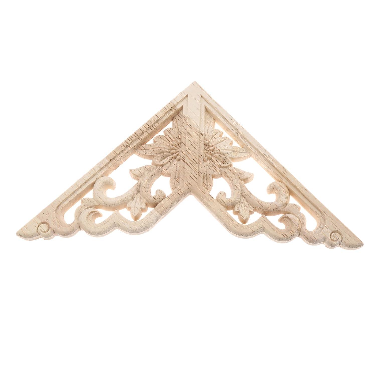 MUXSAM Wooden Decorative Appliques Onlays, 4-Pack Unpainted Wood Caravings Decals Inlays Overlays Corners Decor for Cabinet Dresser Cupboard Mirrors Walls Doors DIY Craft Project, 15x15cm/5.91"x5.91"