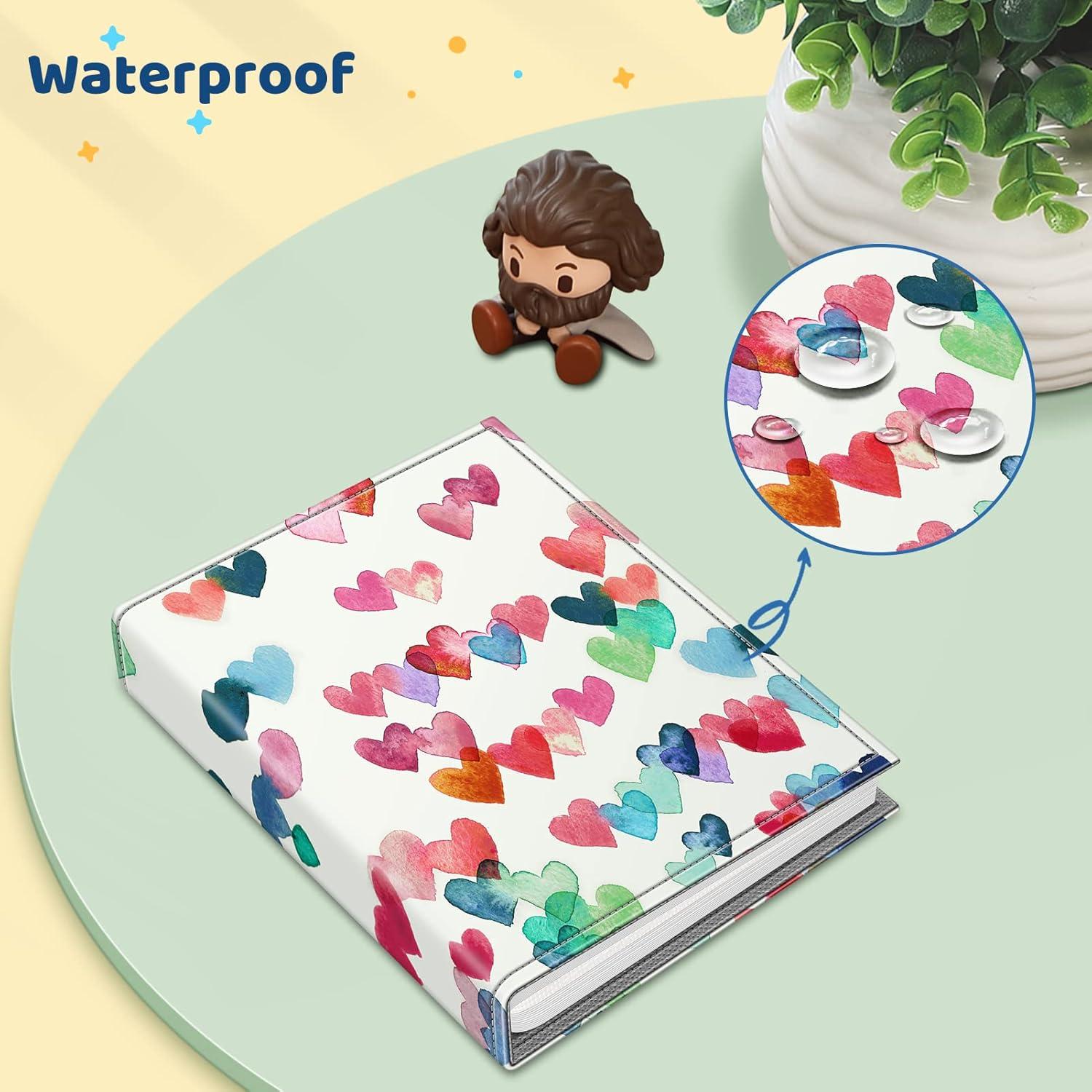 Fintie Photo Album 4x6 Photos, 52 Photos Small Mini Capacity Premium Vegan Leather Cover Photo Album, Portable Wallet Photo Album for Family Wedding Boys Girls, Raining Hearts