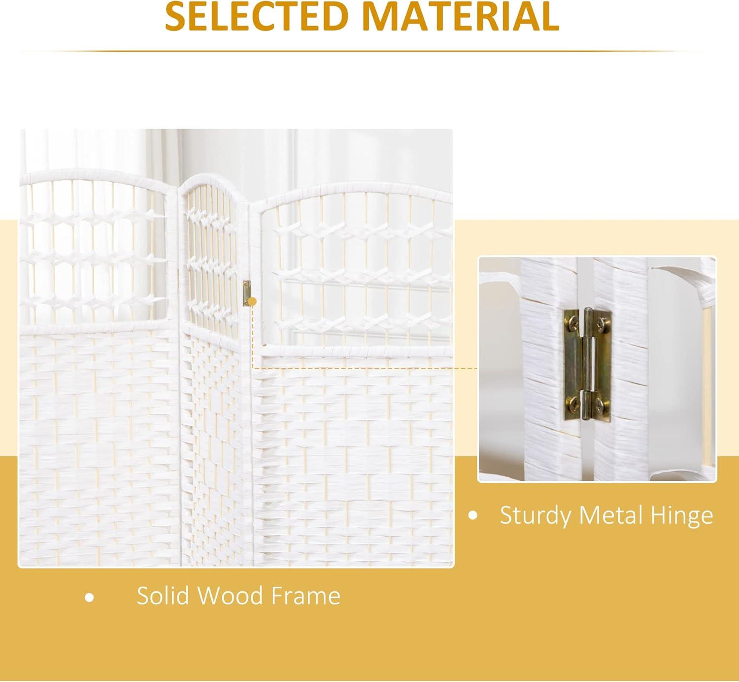 White Wave Fiber Freestanding Partition Wall Divider, 3 Panel Room Separator, Folding Privacy Screen, 5.6'