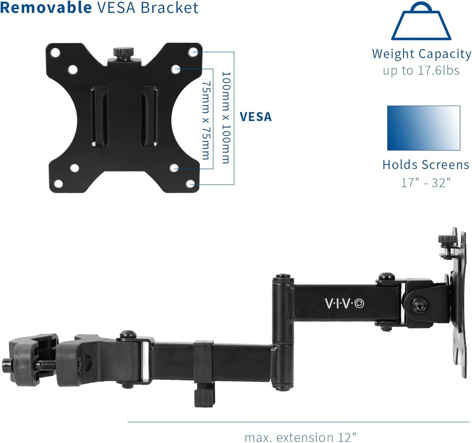 VIVO Steel Universal Pole Mount Monitor Arm VESA Plate | Fits 17" to 32" Screens