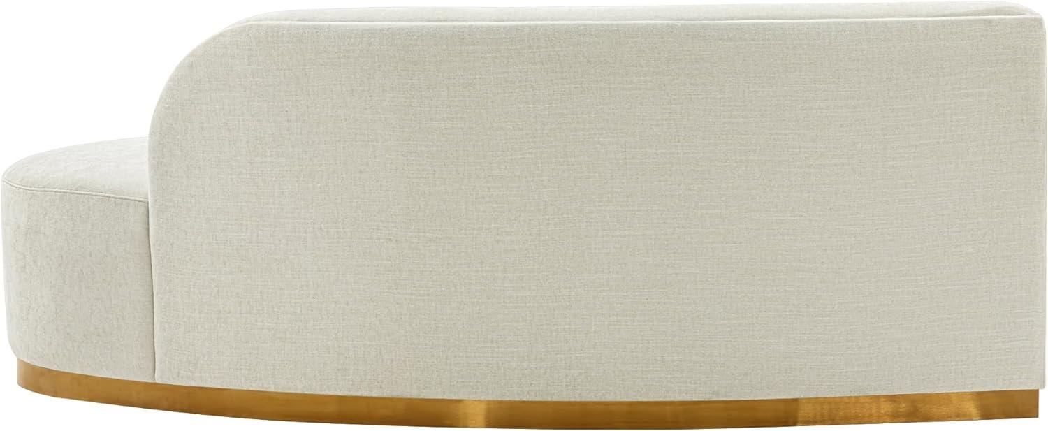 131.89" Daria Linen Upholstered Sofa Sectional with Pillows Ivory - Manhattan Comfort: Modern Modular, Pine Frame, Metal Legs